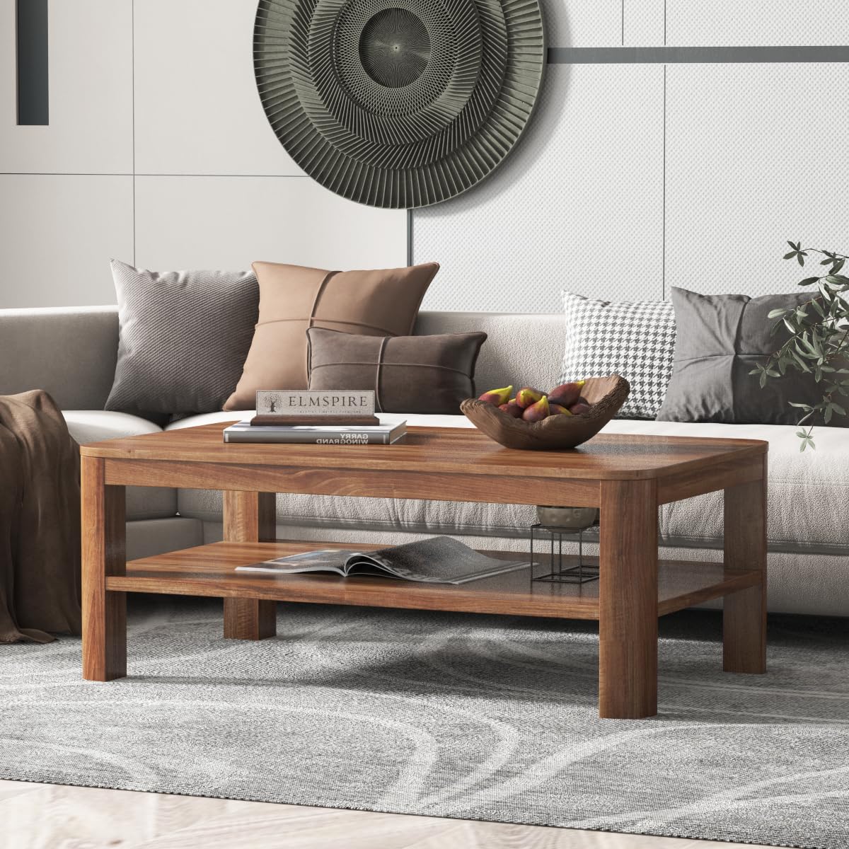 ELMSPIRE Wooden Coffee Table - Elegant Centerpiece for Living Room, Hall, Bedroom, and Office Furniture Décor (Walnut, 40 x 24 x 18 in) (B0D6GNPJ91) Amazon Price History, Amazon Price Tracker