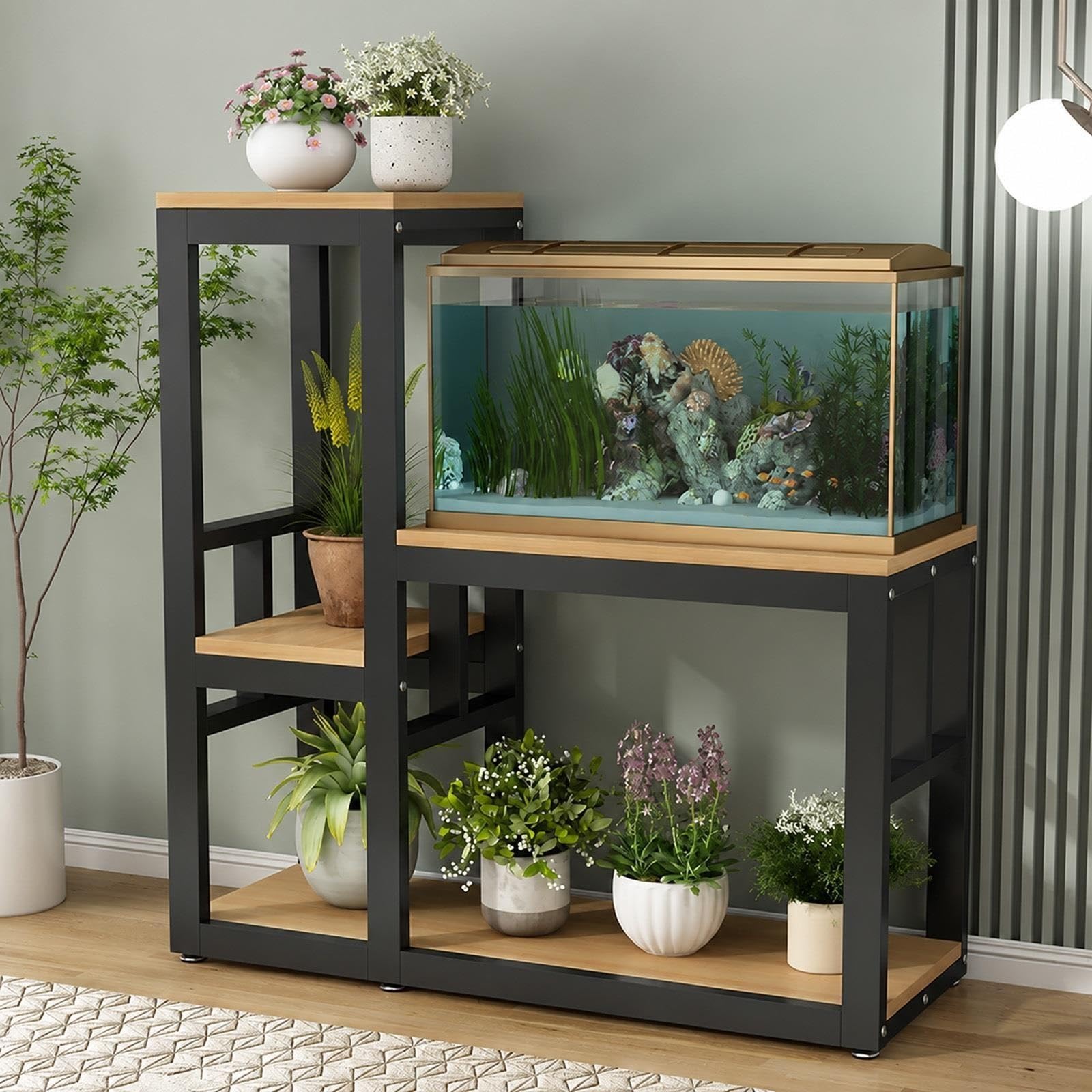 Soporte para acuario, robusto acuario con soporte lateral