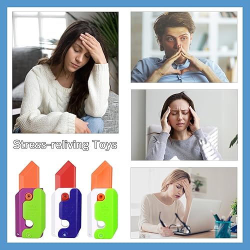 Miniatura 6 de Juego de 4 cuchillos de zanahoria con diseño de cuchillo de zanahoria, con impresión 3D, cuchillo sensorial de rábano, juguetes para aliviar la