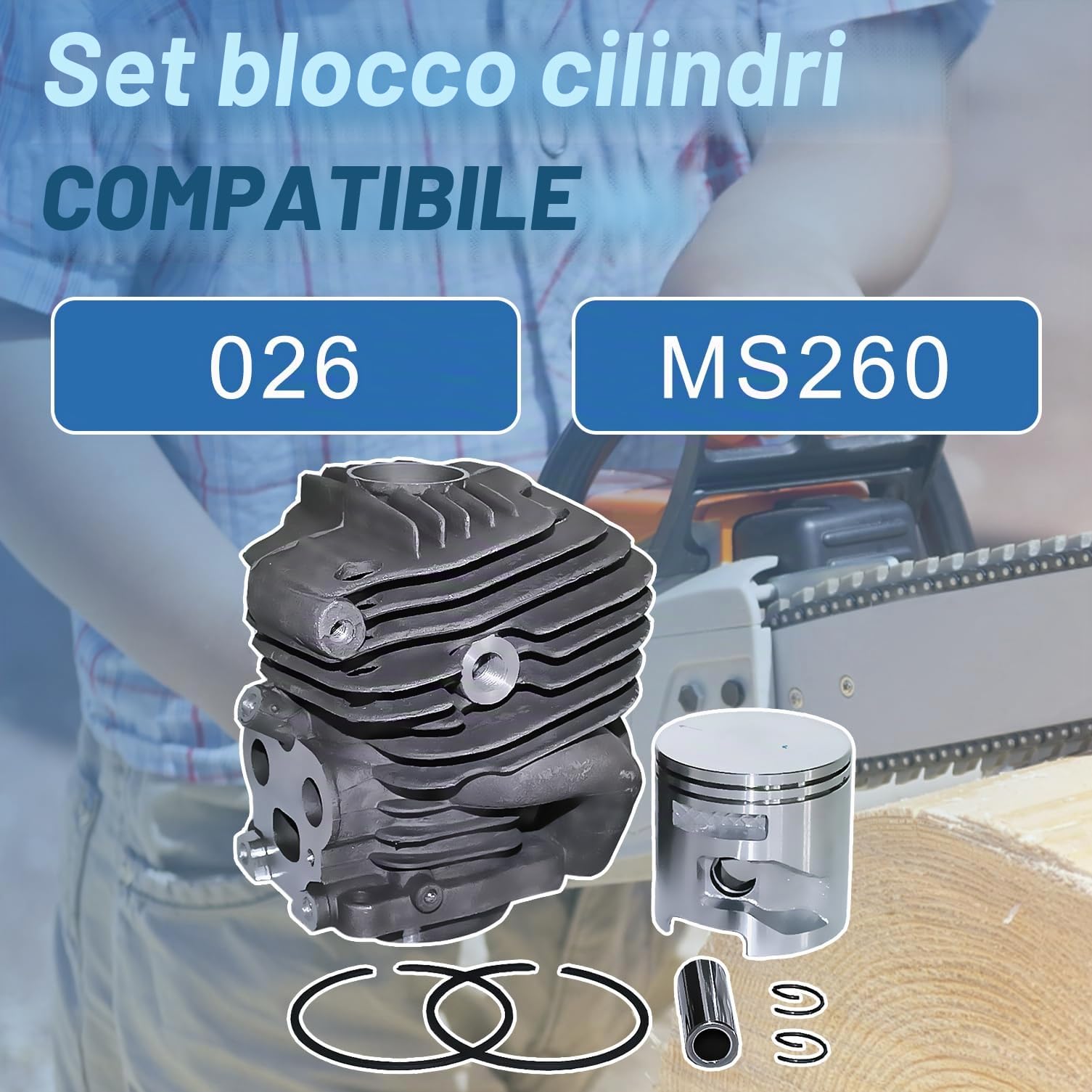 Cilindro e Pistone per Husqvarna K760 K750, AUMEL 51mm Cilindro + Pistone + Albero Motore + Cuscinetto + Guarnizione + Candela Kit Ricambi 15 in 1, Sostituire 506 38 61-71