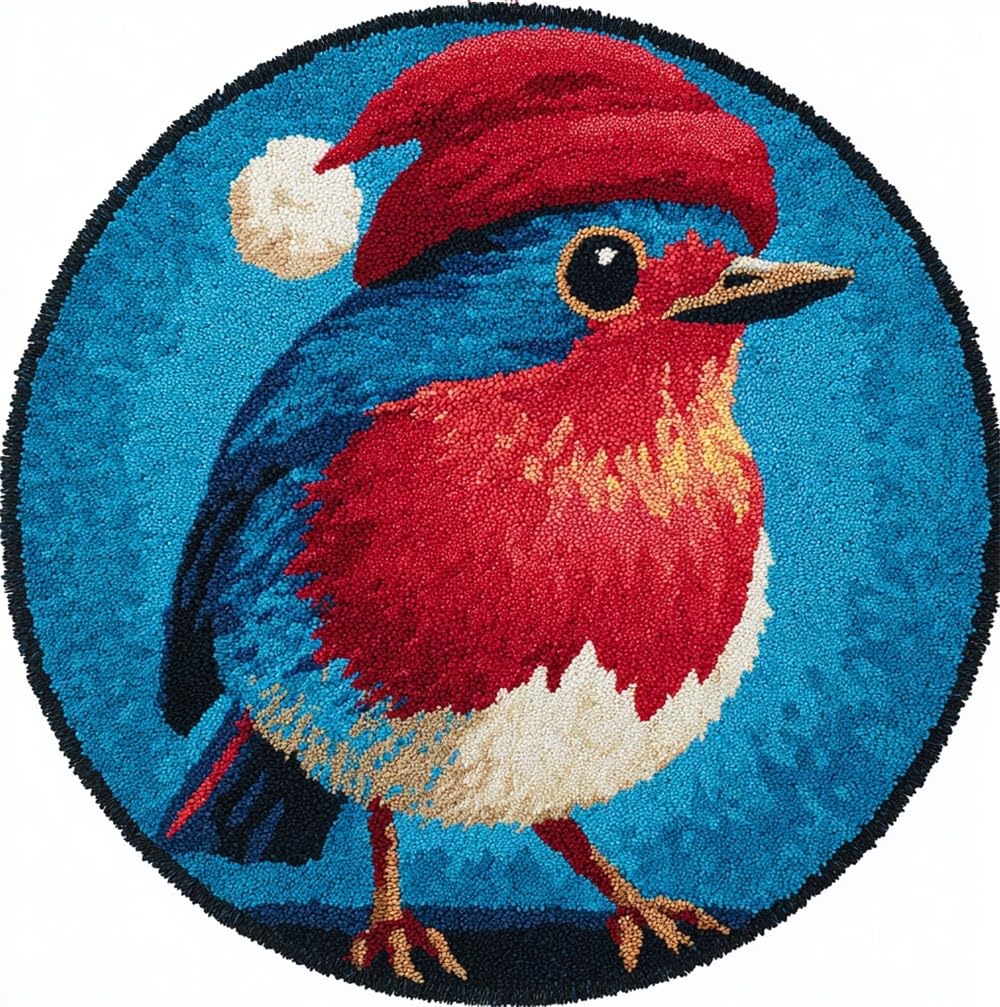 kitphoenix Latch Hook Rug Kit, Christmas Robin Bird Xmas