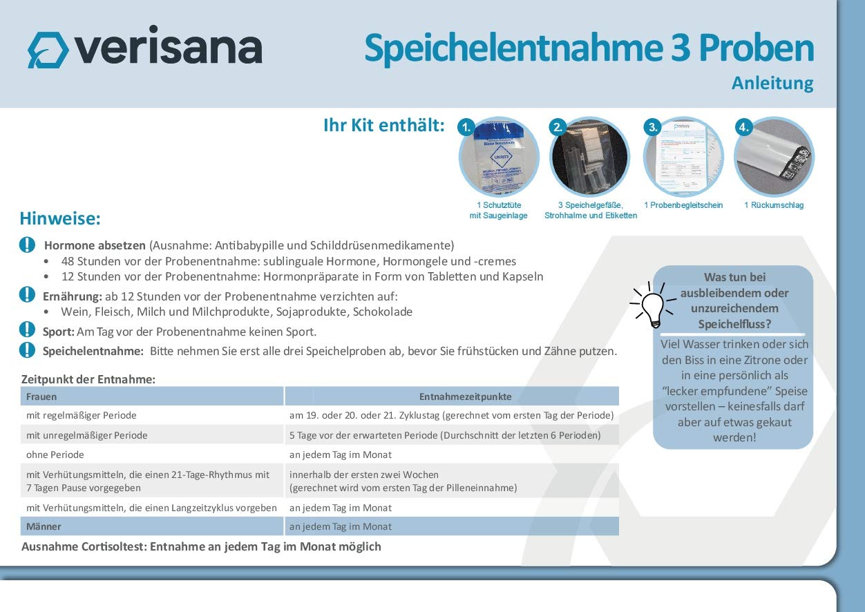 Verisana | Progesteronmangel (Östrogendominanz) | Hormonspeicheltest | einfach und bequem zuhause