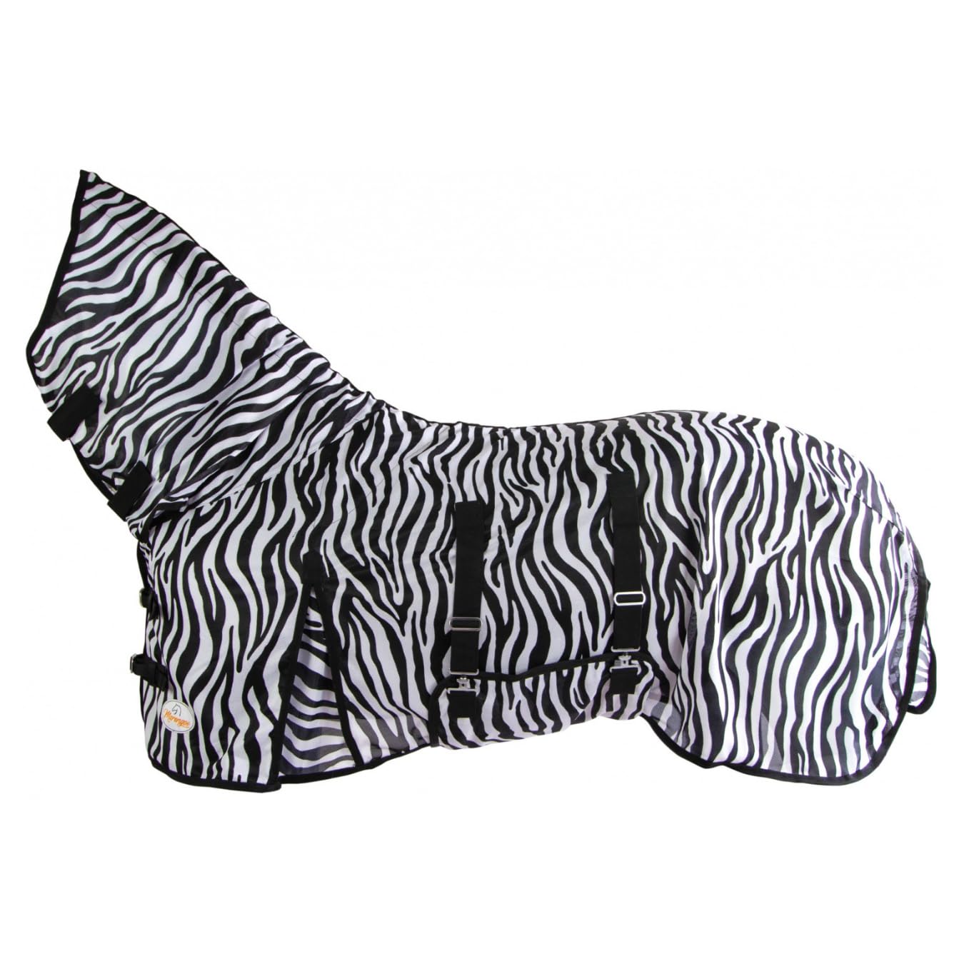 Marengos - reißfeste Zebra Fliegendecke mit Halsteil & Bauchlatz – robuste & atmungsaktive Ekzemerdecke – Schutz vor Insekten – Outdoor-Pferdedecke – 125cm | Decke für Pferde mit Halsteil & Bauchlatz – robuste, atmungsaktive Ekzemerdecke – Schutz vor Inse