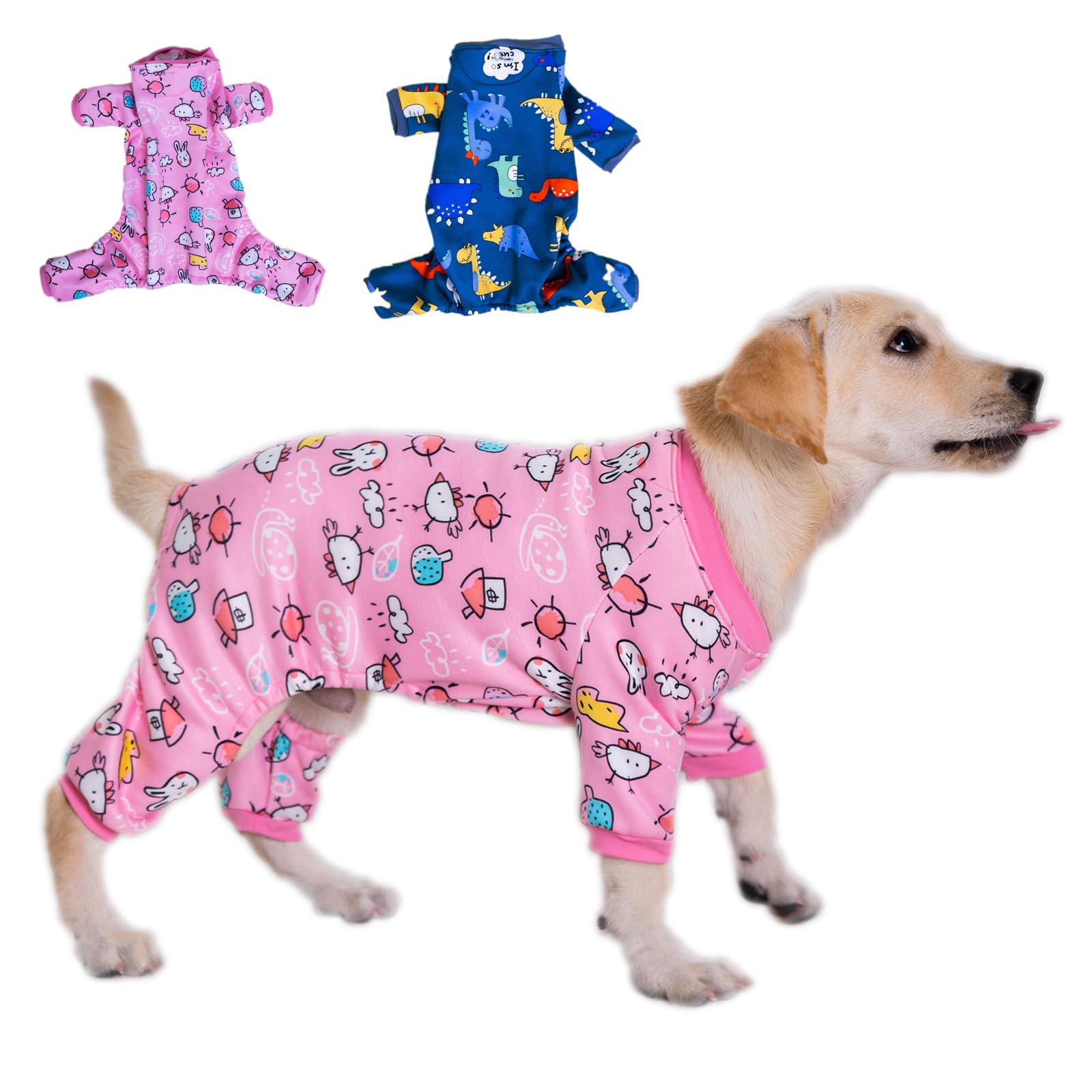 Flying Tail Fleece Inner Dog Pajamas, Cute Dog Heart Pajamas, Puppy Jumpsuit Pajamas, Warm Soft Pet Holiday Clothes for Small Medium Large Cats and Dogs (Pink, M)