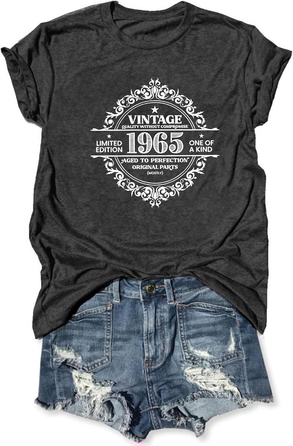 60th Birthday Gift Shirts Vintage 1965 Tshirt for Women Letter Print Retro Party Tops Short Sleeve Casual Tee