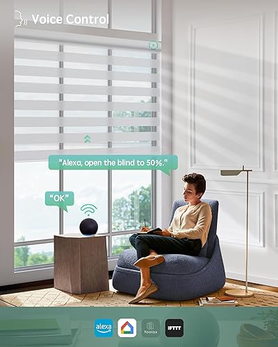Miniatura 30 de Persianas de cebra motorizadas Yoolax compatibles con Alexa, persianas motorizadas con control remoto, persianas eléctricas inteligentes automáticas