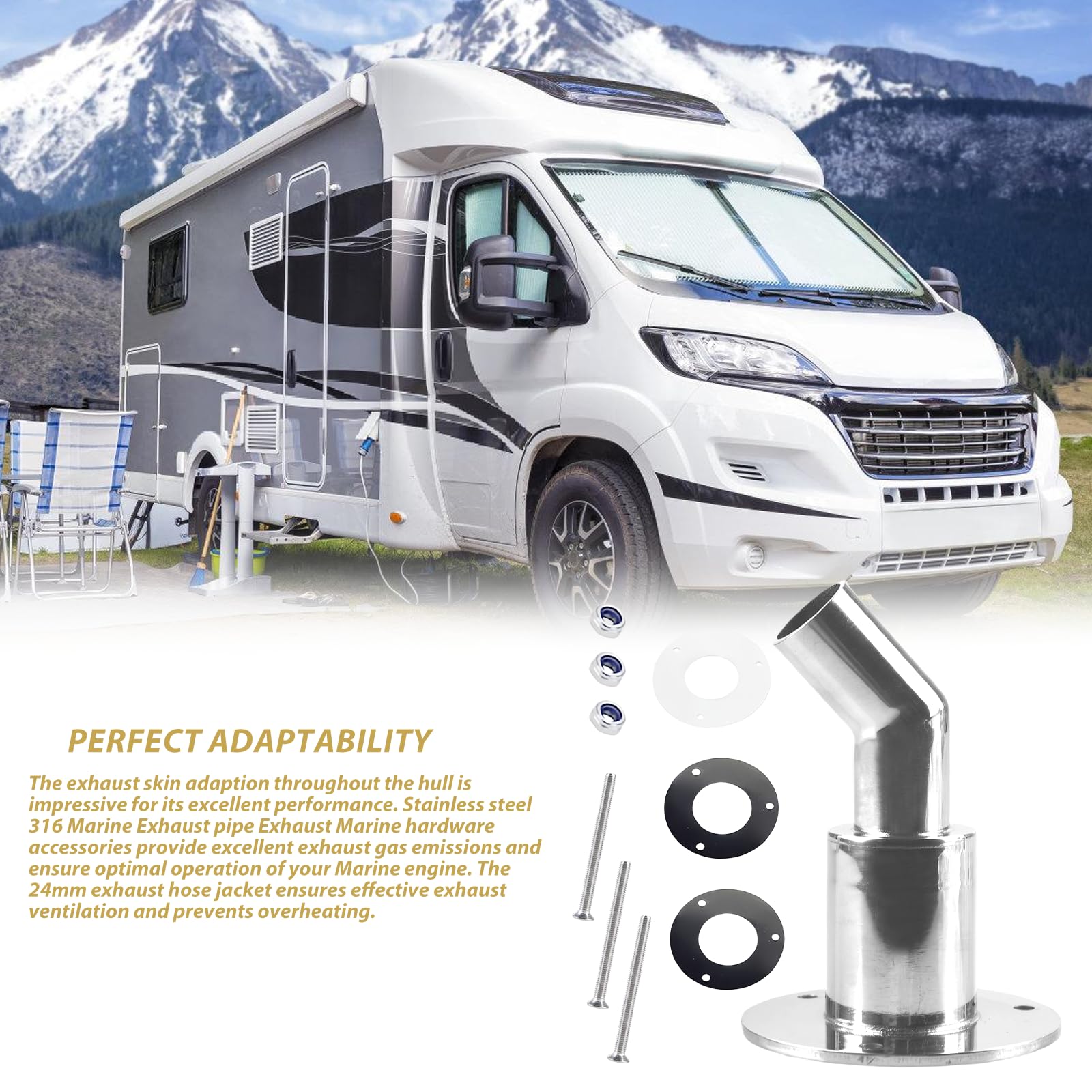 QIMEI-SHOP Raccordo Scarico Scafo 24mm In Acciaio Inox Per Riscaldatore Diesel - Foto 8