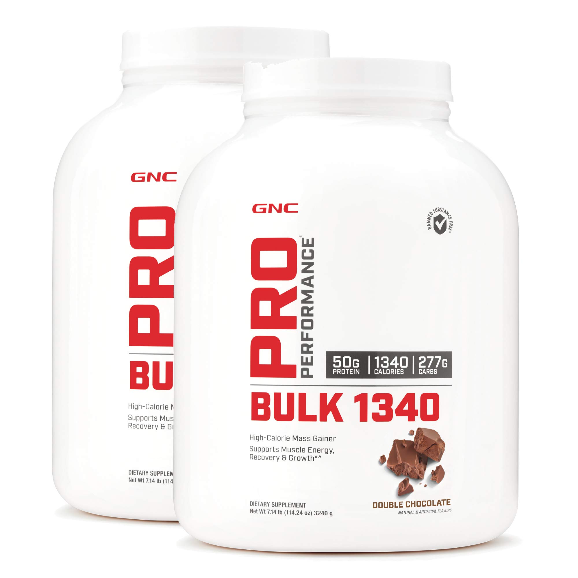 GNC Pro Performance Bulk 1340 Mass Gainer Protein Powder, 50g, Gluten Free, Whey, Creatine, BCAA, 3rd Party Tested, Muscle Recovery & Growth, Micronutrients, Double Chocolate, 9 Servings