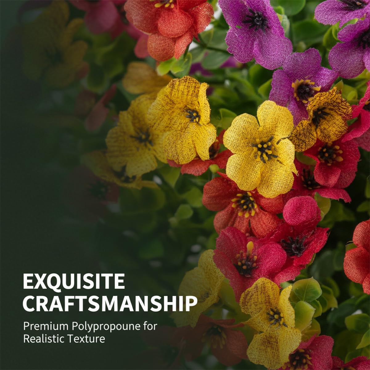 ROVIA Withaffect UV Resistant Artificial Outdoor Flowers: 16" Artificial Flowers for Outdoors - Waterproof Faux Flower Garden Stakes - Spring Decor for Yard Lawn Patio Walkway Porch Home - 3