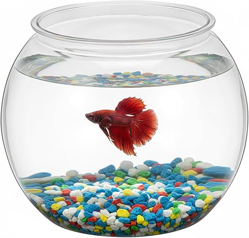 Tazón de plástico de 1 galón, tanque Betta de pez dorado redondo transparente inastillable, pequeño jarrón de burbujas para centro de mesa, tarro de