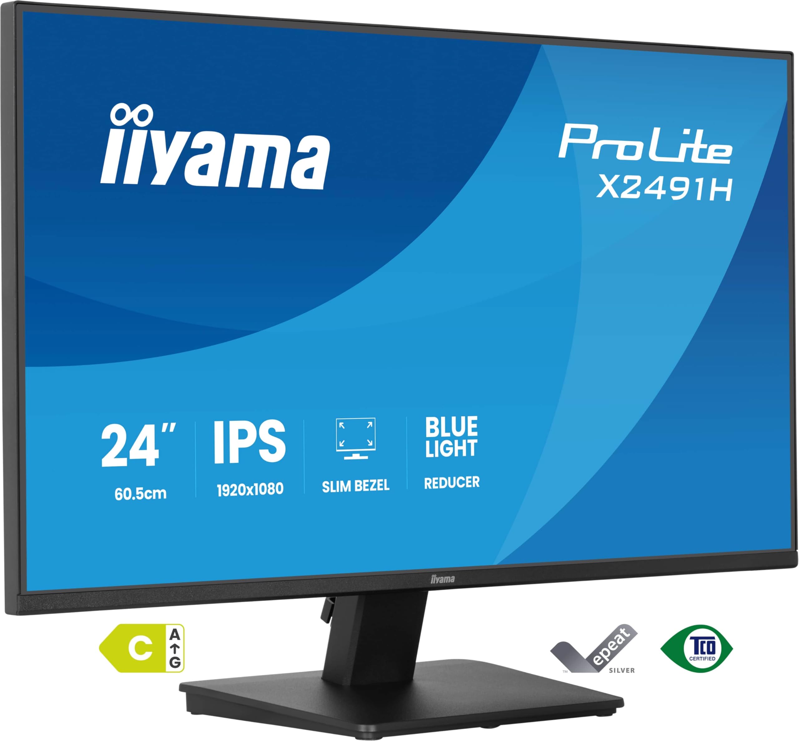 iiyama Prolite X2491H-B1 60,5cm 24" IPS LED-Monitor Full-HD 120Hz HDMI DP Slim-Line Adaptive Sync Energieklasse C schwarz