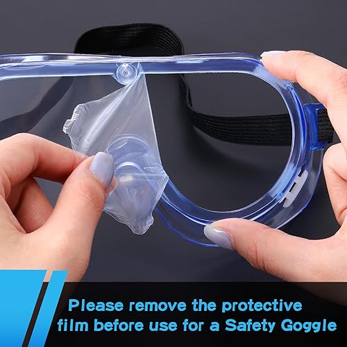 Miniatura 4 de Yunsailing Paquete de 30 gafas protectoras de seguridad, gafas de laboratorio transparentes para gafas antivaho para hombres y mujeres (azul
