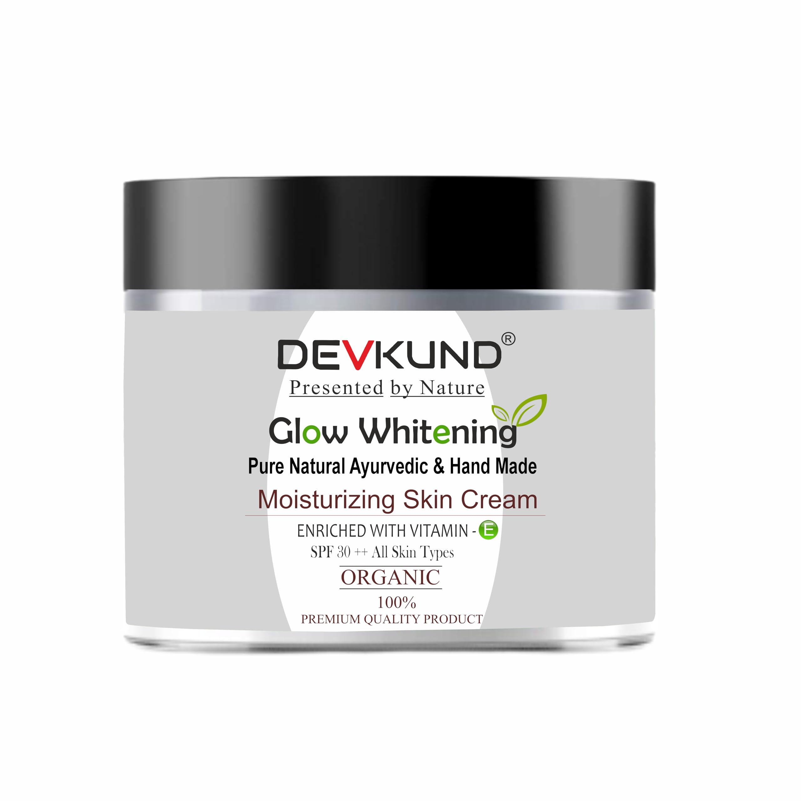 Devkund Presented by Nature 100% Pure WhiteGlow Skin Whitening And Brightening Face Cream with SPF-30, for all skin types, 100g