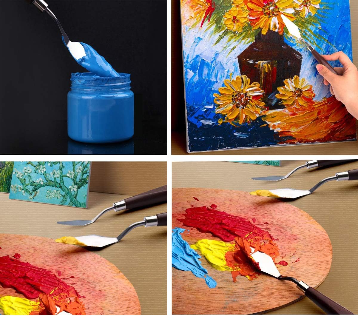 VNNOPG Artist Palette Knife Set - 6 Pieces Acrylic Paint Set, Include 1 Pieces Acrylic Paint Palette, 5 Piece Painting Palette Knives, Oil Painting Accessories Painting Spatula for Acrylic Mixing
