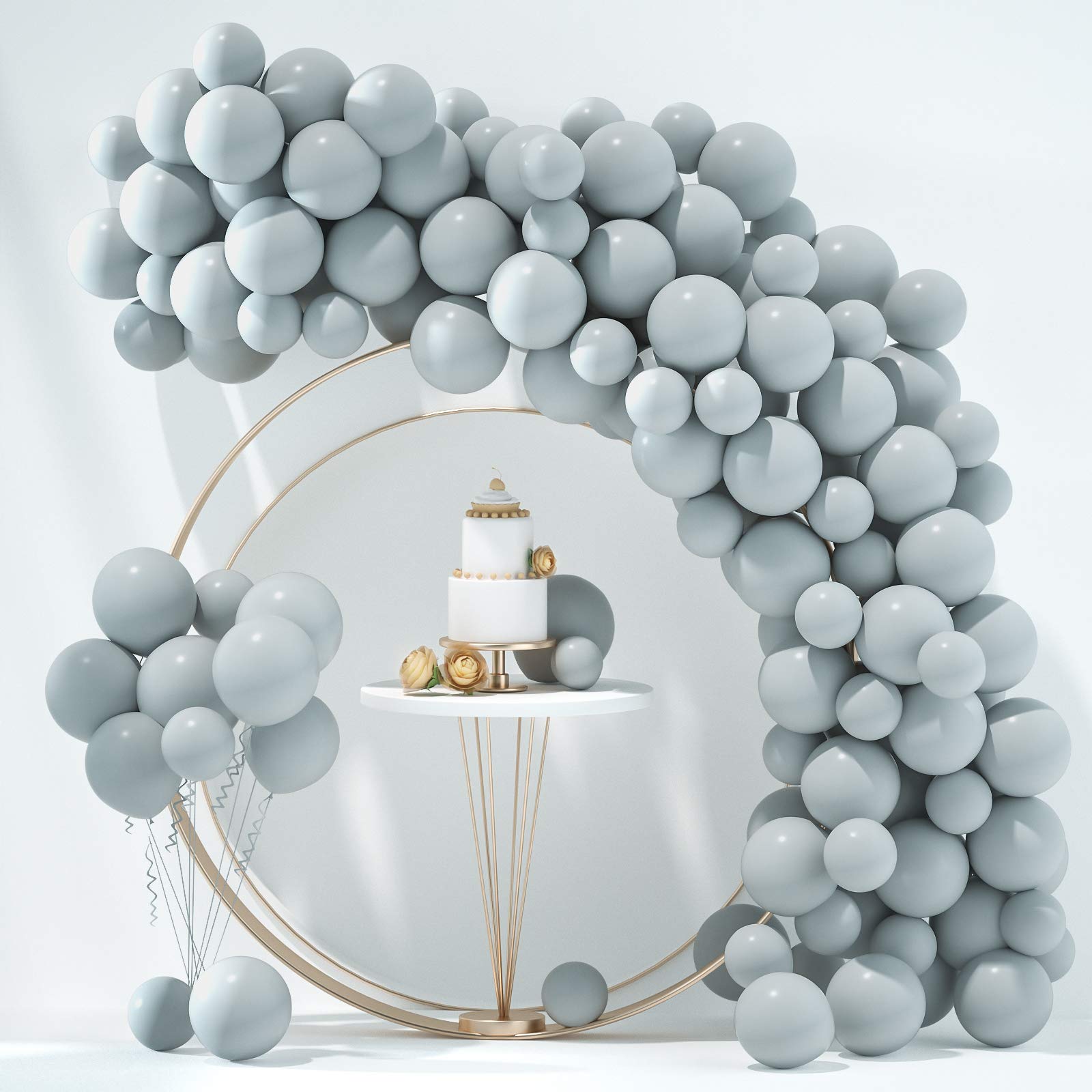 Honinda Pastel Gray Balloons Latex Party Balloons 10inch + 5inch 70pcs Macaron Grey Balloons Helium Balloons for Wedding Birthday Baby Shower Party Decoration