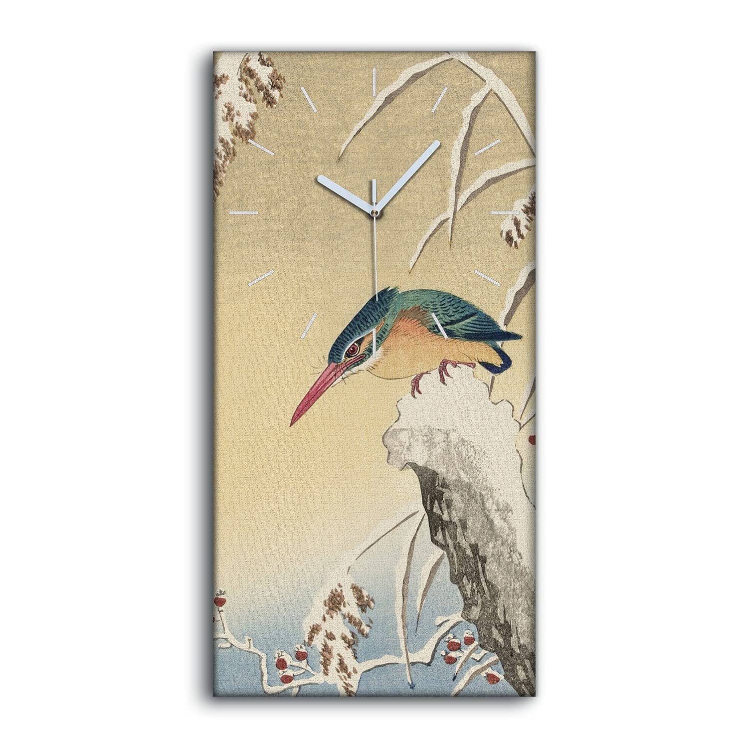 Horloge sur Toile Image Décoration Art Moderne Salon Chambre Oiseaux Animaux 30x60cm