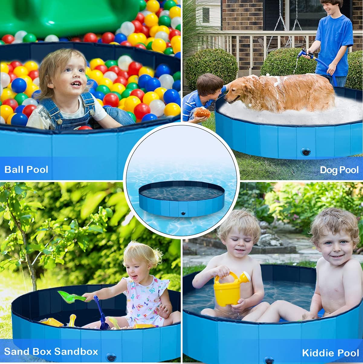 Foldable Dog Pool for Large Dogs, Portable Slip-Resistant Kiddie Pool, Collapsible PVC Bathing Tub, Outdoor Swimming Pool for Large Small Pets Dogs Cats and Kids(Large)…