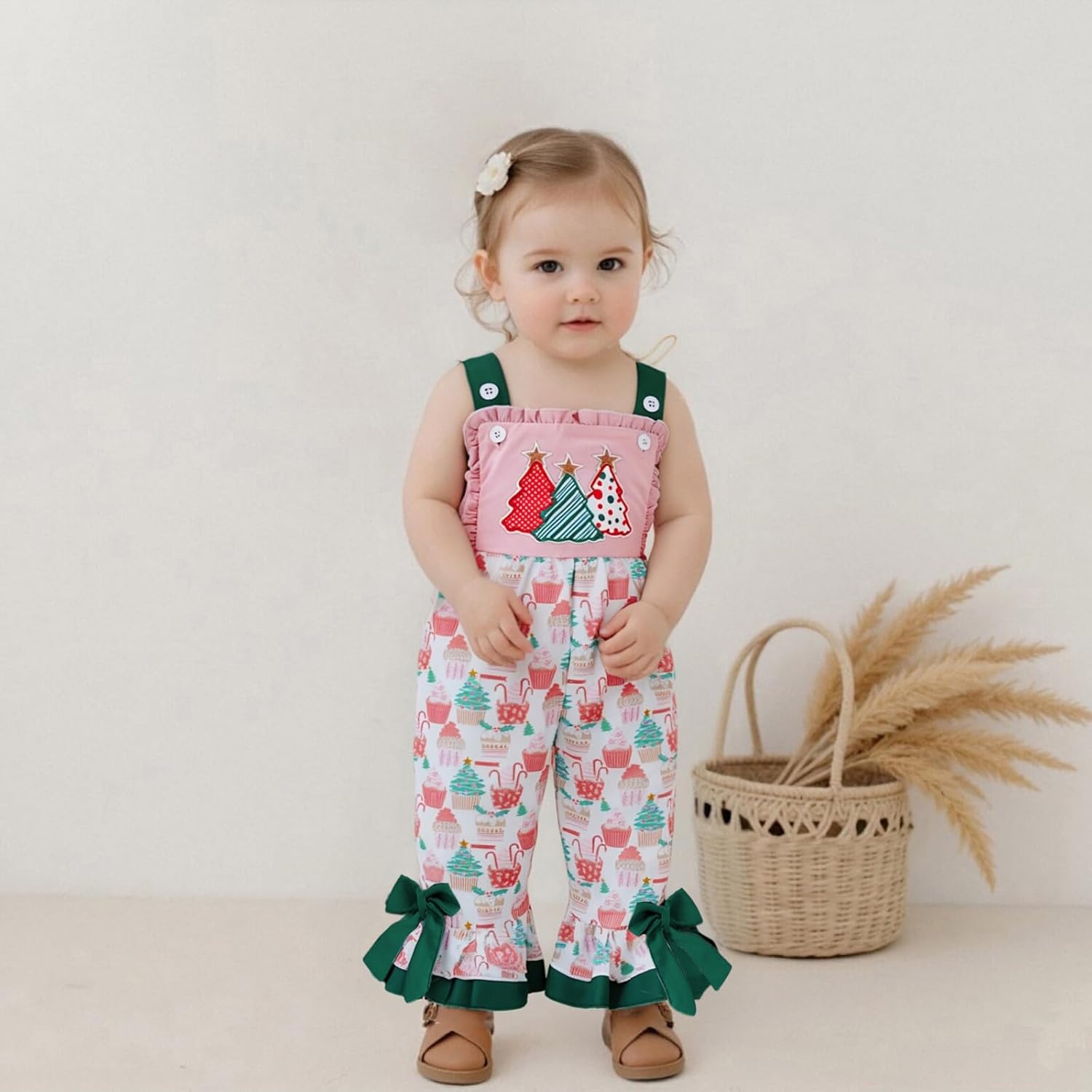 Toddler Girls 4th Of July Outfit American Flag Overalls Kids USA Romper Bow Striped Bell Bottom Suspender Jumpsuit - Image 2