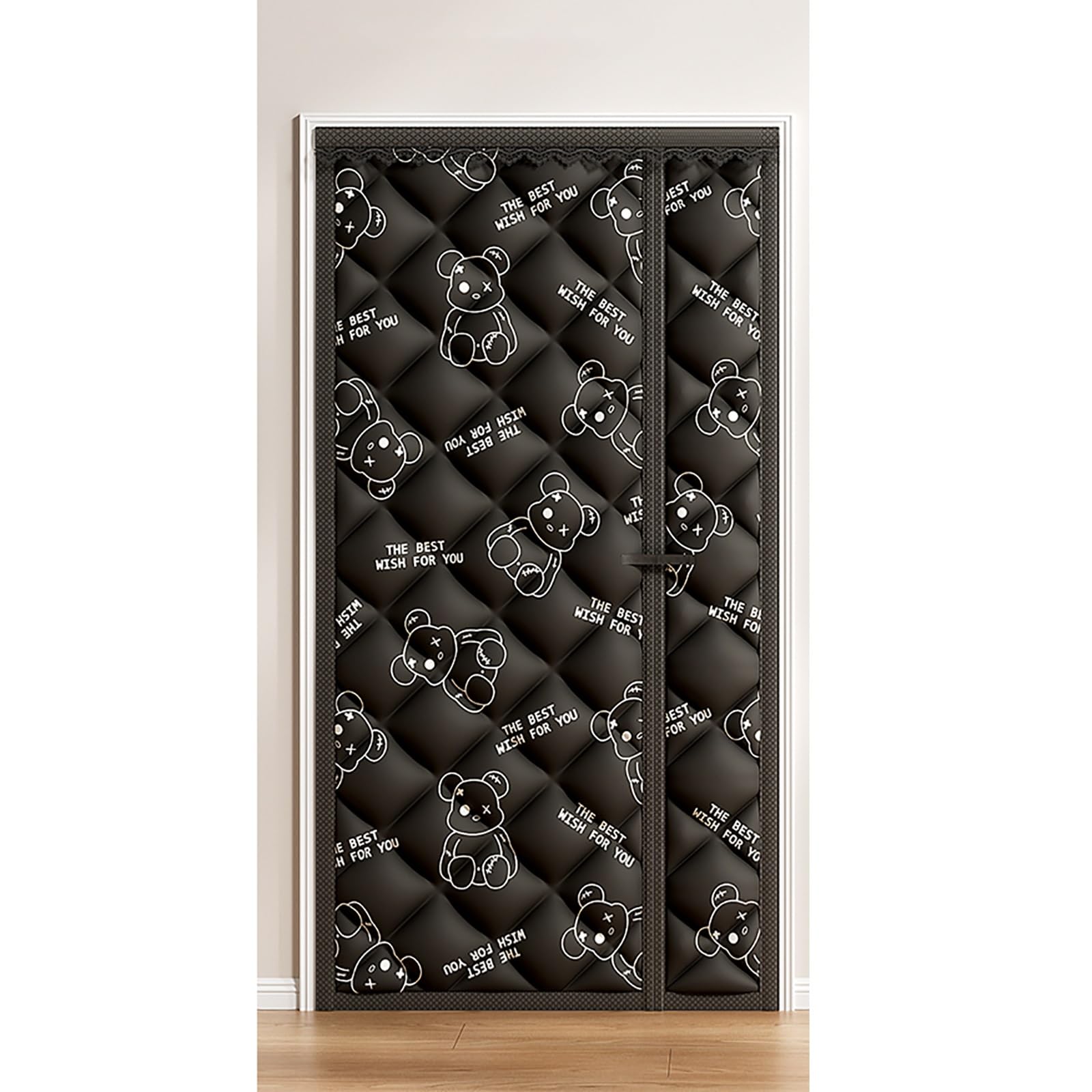 VFDVSWZSA door curtain, with Windproof Buckle, Warm and Thermal Insulation in Winter, Soundproof Cotton Door Curtain(Black,140 * 220cm/55.1 * 86.6in)