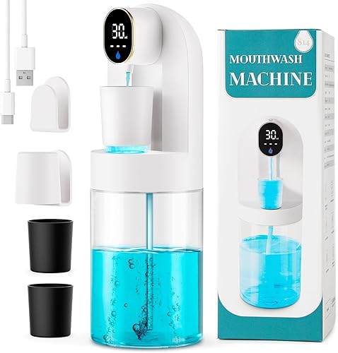 Miniatura 8 de Dispensador automático de enjuague bucal para baño, dispensador inteligente de enjuague bucal de 21.12 onzas sin contacto, juego de accesorios de
