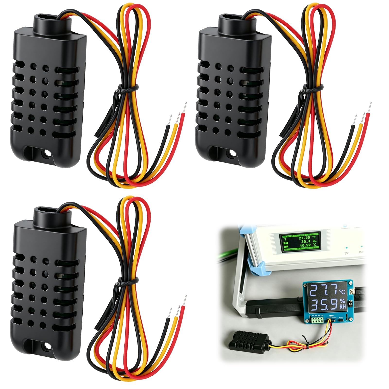 3 Stück DHT21 Sensor, AM2301 Sensor 3,3V, Digitaler Temperatur Luftfeuchtigkeitssensor Kompatibel mit Raspberry Pi Kapazitiver Modul für Mikrocontroller DIY Feuchtigkeit Temperatur Messung Prüfgeräte
