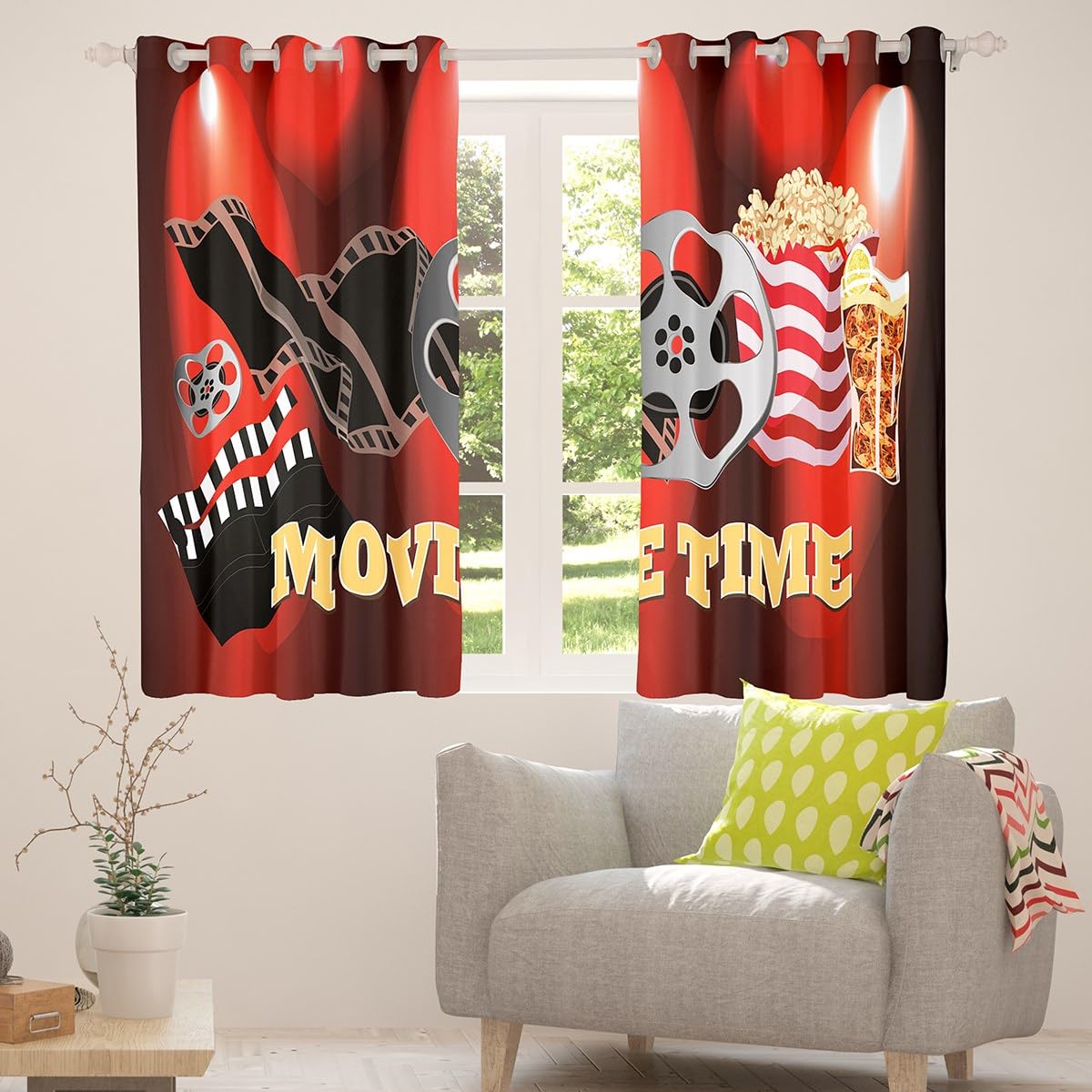 Tende oscuranti per camera da letto, soggiorno, sala cinematografica, tende oscuranti per cinema, tende oscuranti per finestre con popcorn, 167 x 183 cm (larghezza x lunghezza)