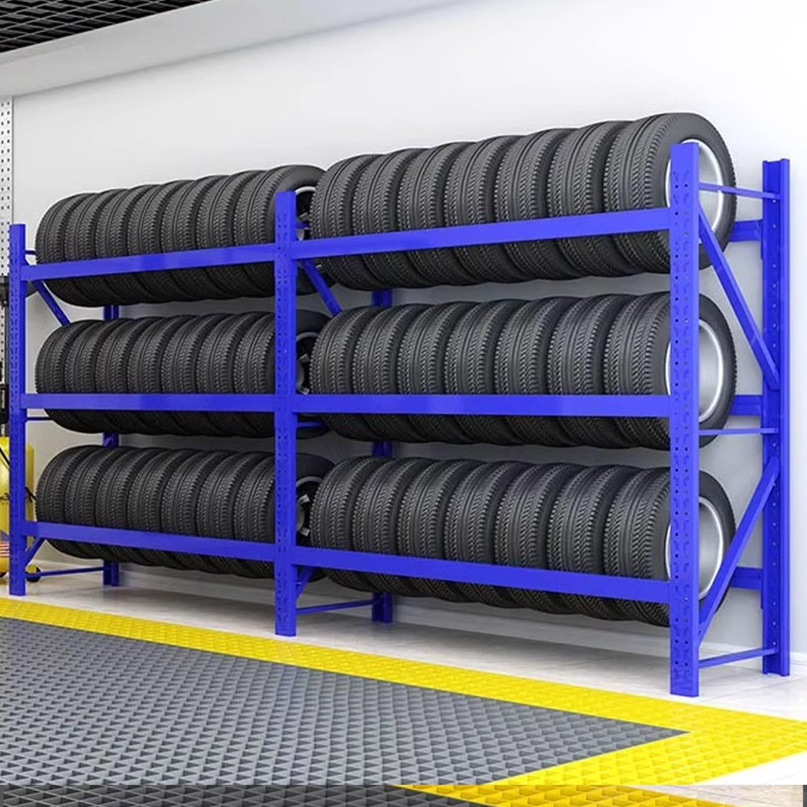 SDdPulse Estante de metal para neumáticos de coche para almacenamiento de almacén, soporte para neumáticos de camiones, estante de neumáticos de gran capacidad de carga, estante de almacenamiento de