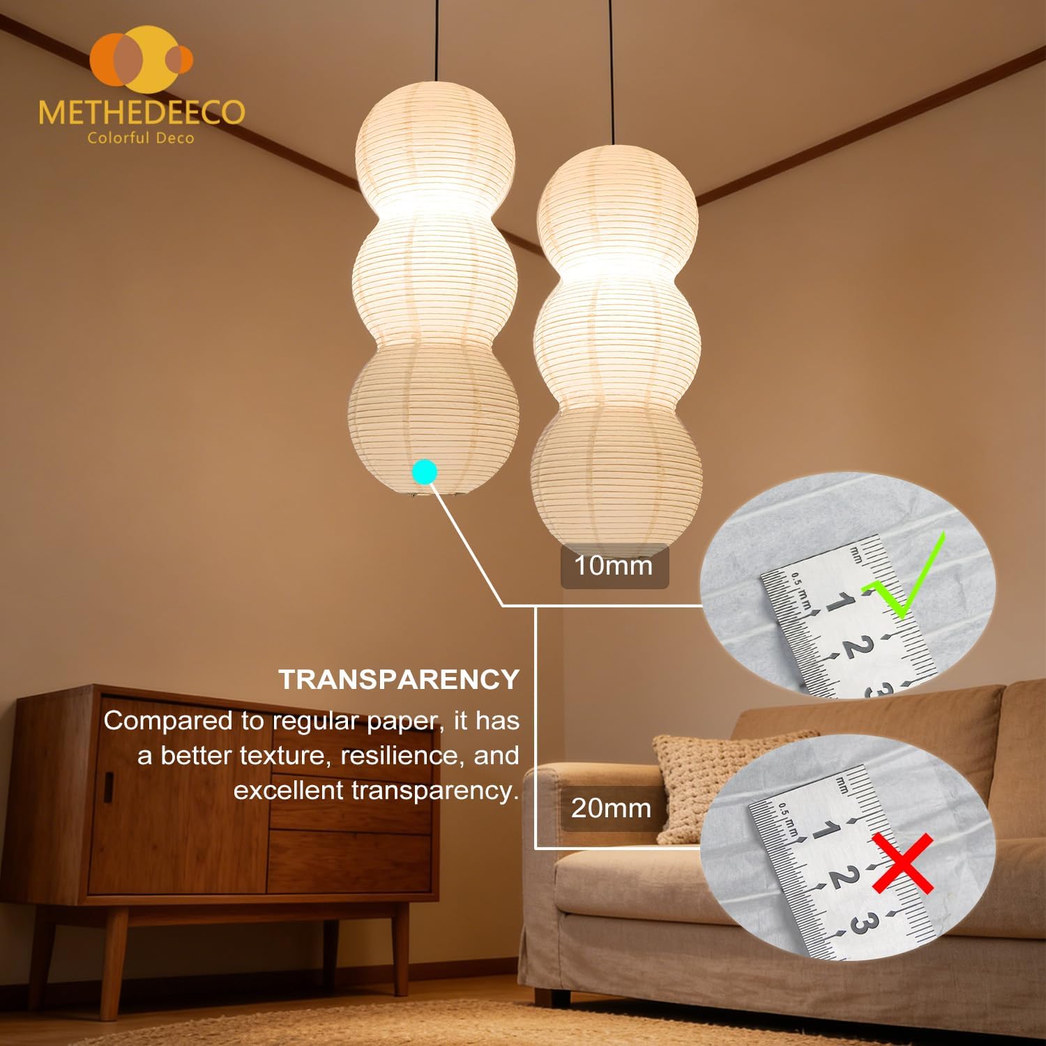 2PCS Foldable 3 tiered Paper Pendant Lampshade Size of 27inch,White handmade Hanging Paper Lamp Shade,Minimalist Boho ceiliing light lamp for kids room,living room,bedroom,kitchen Decor