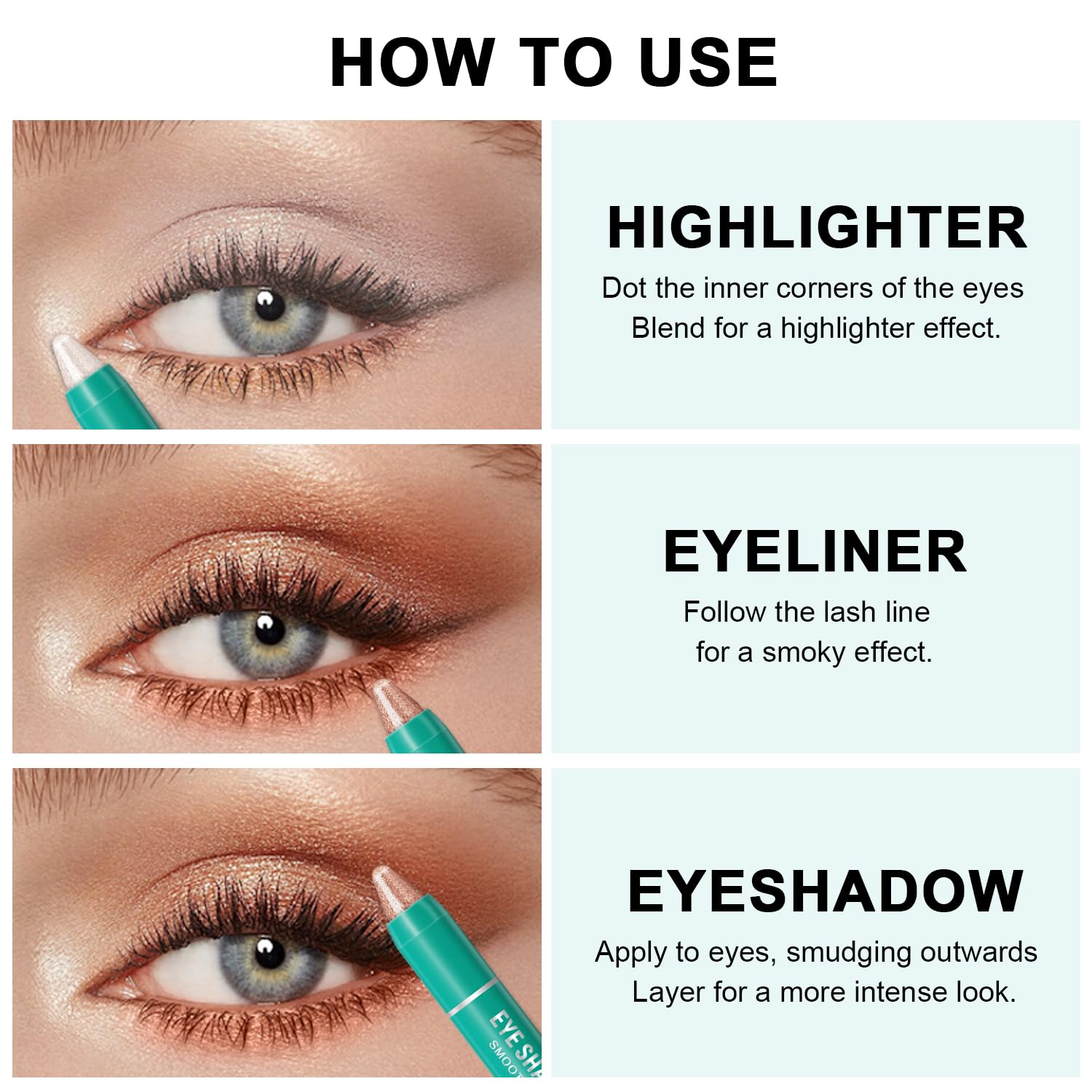 Juego de 8 barras de sombra de ojos, sombra de ojos crema para ojos, champán, perla, gris topo, bronce, cacao, masilla, amatista ahumada, brillante, mate, delineador de ojos, maquillaje impermeable 8