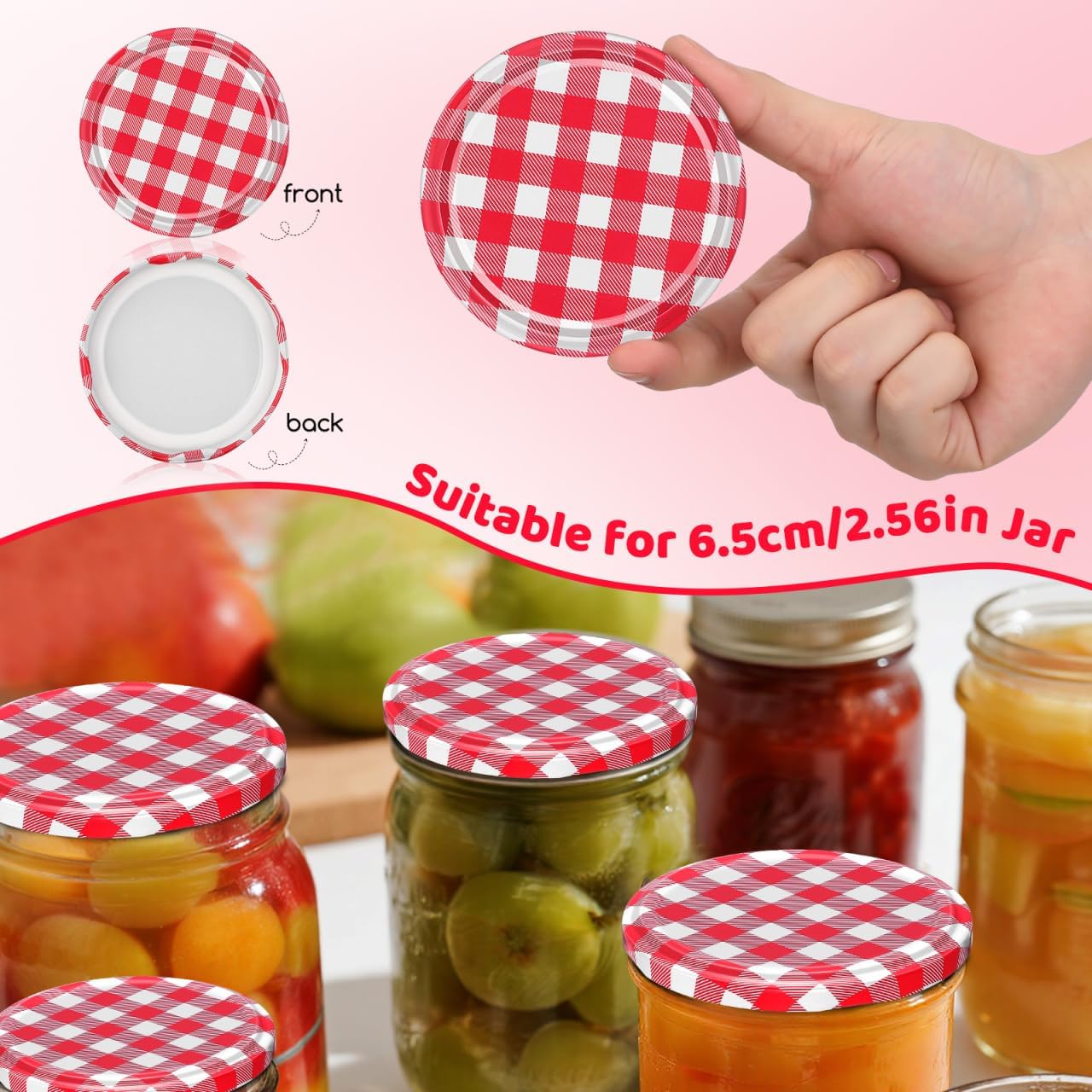 Kichvoe 40Pcs 2.83 Inch Screw Lids for Canning Jars Regular Mouth Jam Jar Covers Airtight Leak-Proof Storage Caps for Preserves Sauces and Spices