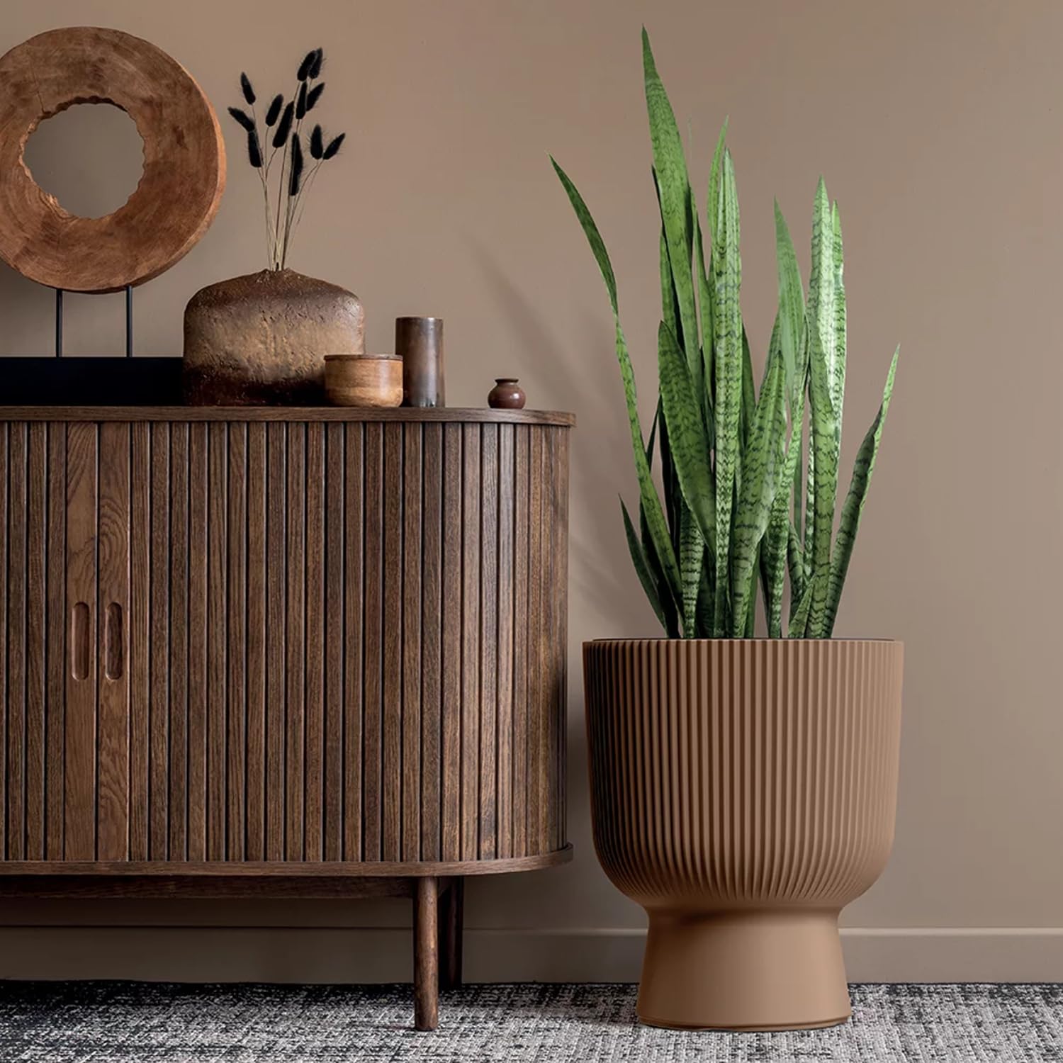 Prosperplast Milly vaso da fiori di design Design moderno a cilindro con inserto per piante, per uso interno ed esterno, resistente al gelo, al calore e ai raggi UV (⌀ 390 mm