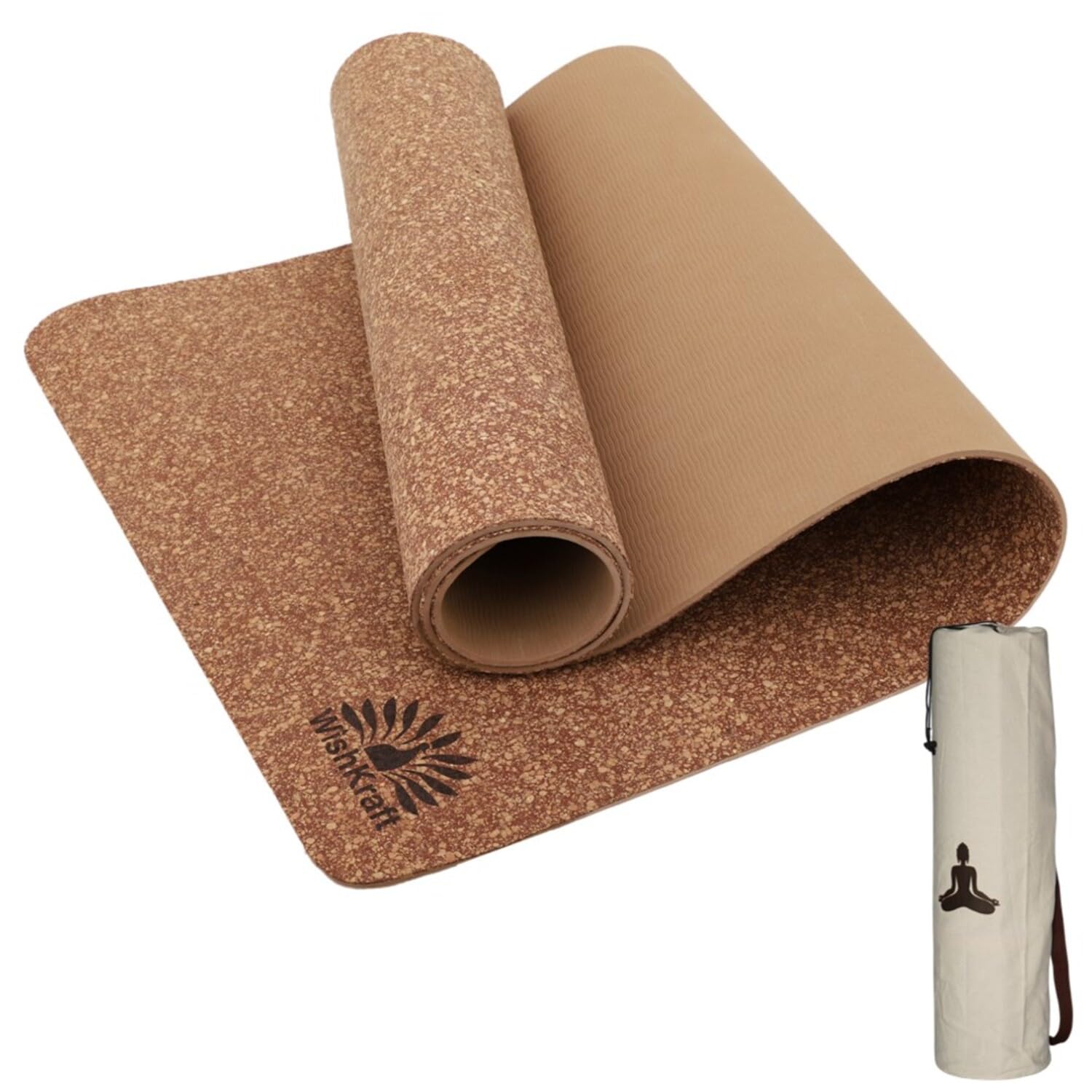 WishKraft CORK Yoga Mat [5 MM Thick] Eco-Friendly, Non-Slip, & Sweat Resistant | Cushioning, Support & Stability for Exercise, Fitness, Meditation & Pilates (Yoga Mat+DrawstringBag) (B0D3LJS6HH) Amazon Price History, Amazon Price Tracker