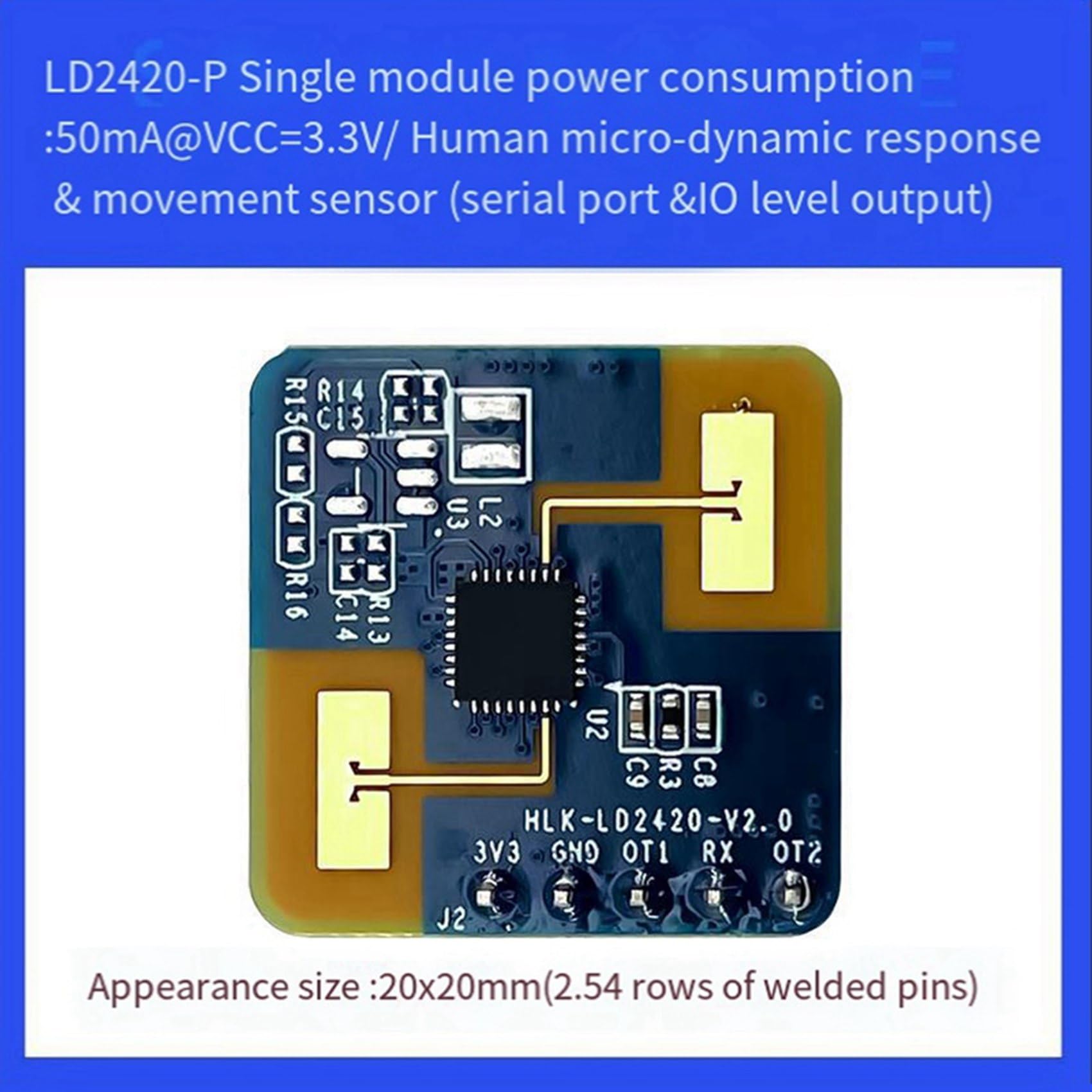 2 X 24G mmWave LD2420 modulo di rilevamento del movimento del sensore radar per presenza umana