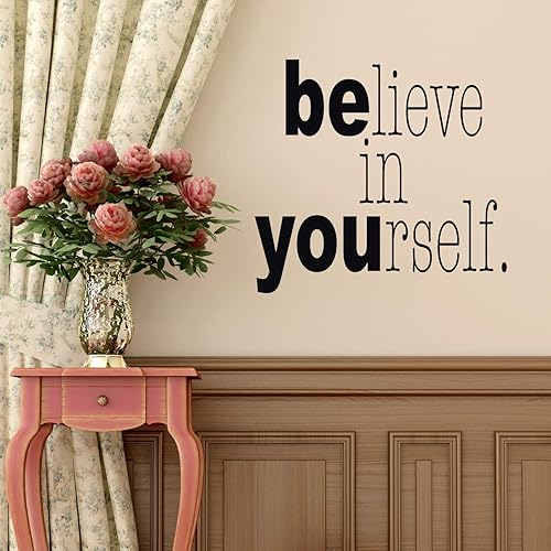 Miniatura 3 de Believe in Yourself Wall Decal | Inspirational Life Quote Vinyl Decor Lettering for Home, School Classroom, or Office | Black, Brown, Red, Yellow,