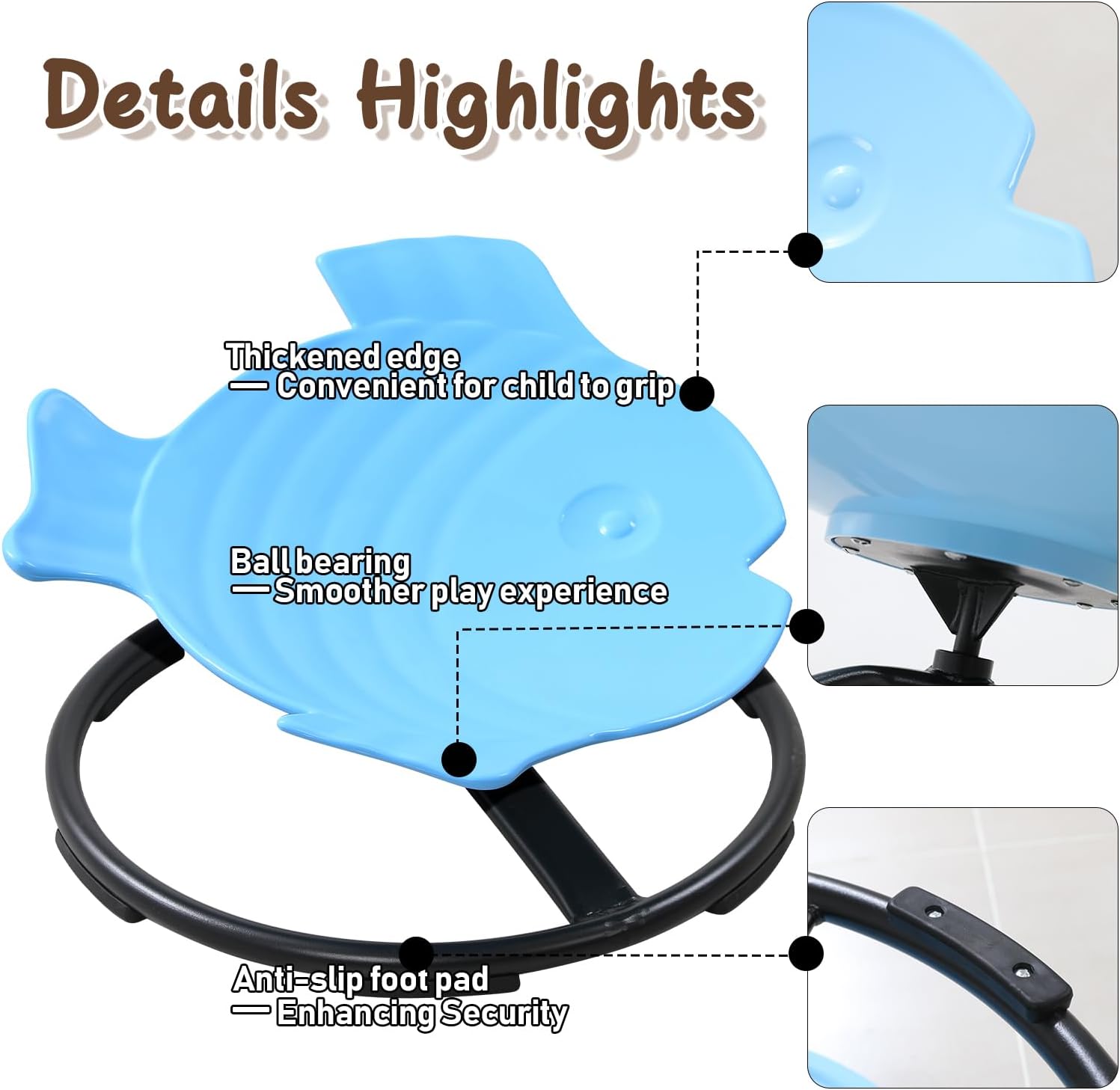Autism Kids Swivel Chair Sensory Toy for Kids Spinning Chair Toys & Games Balance Physical Therapy Equipment, Indoor Outdoor Play Equipment for 3+, Sky Blue