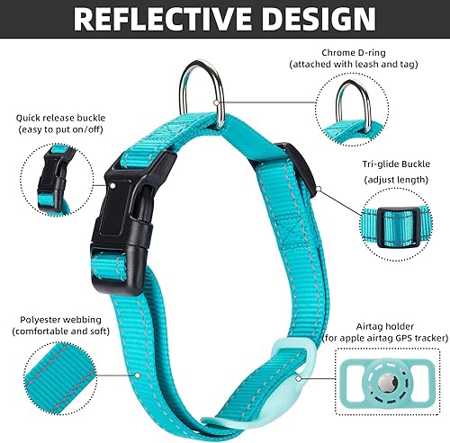 Miniatura 61 de Collar reflectante AirTag para perro, compatible con Apple AirTag, collar de nailon para cachorros y gatos con soporte de silicona AirTag