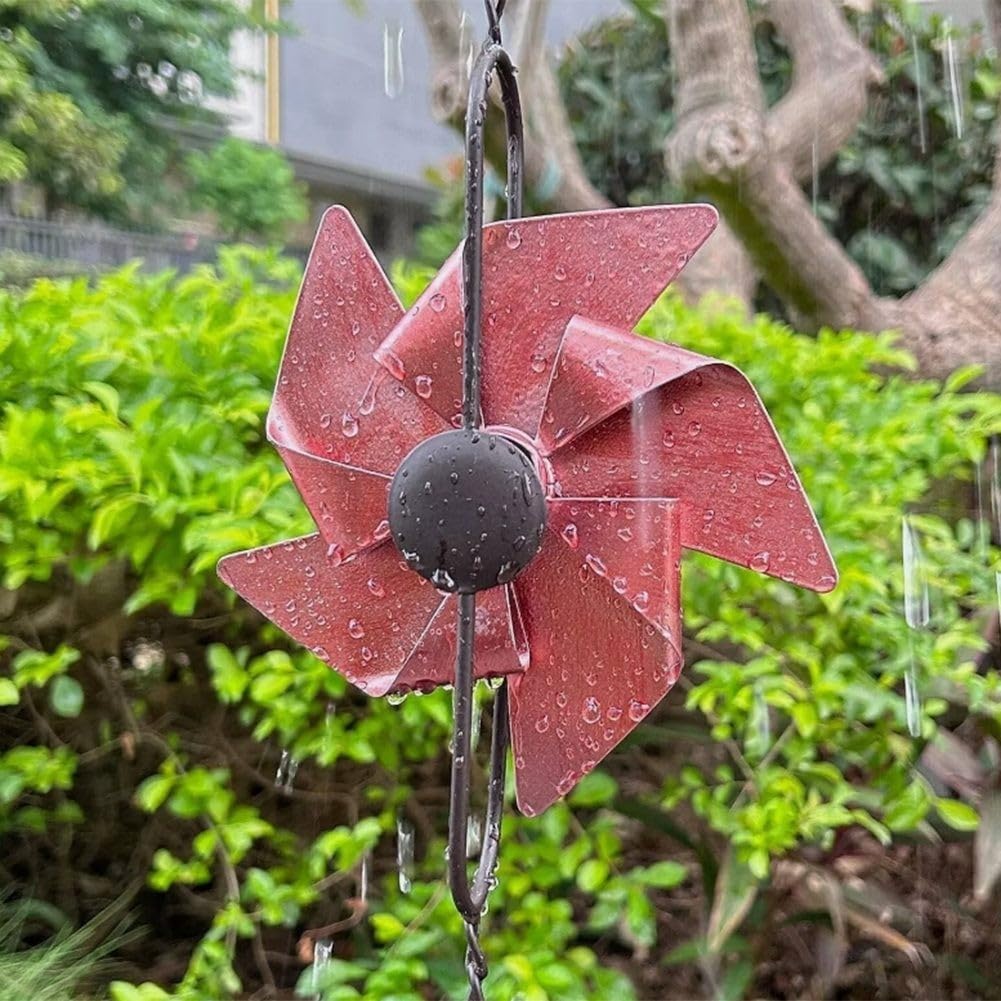 Chaîne de pluie en métal de 2,6 m pour jardin, extérieur, jardin, gouttières recueille efficacement l'eau de pluie