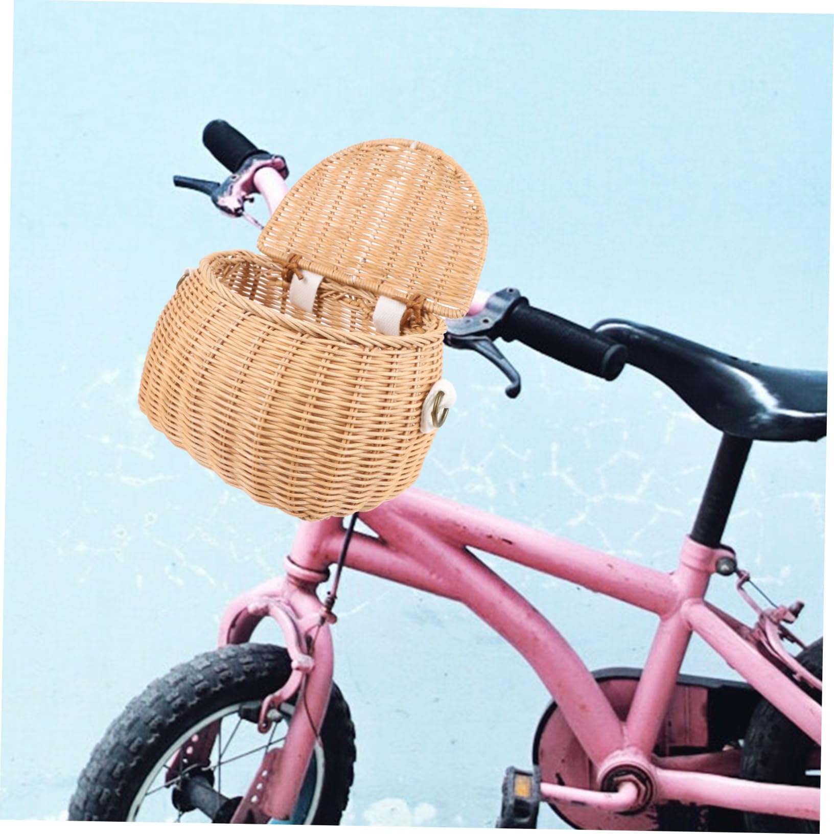 Toddmomy Cesta Delantera de Bicicleta para Niños, Ratán Amarillo