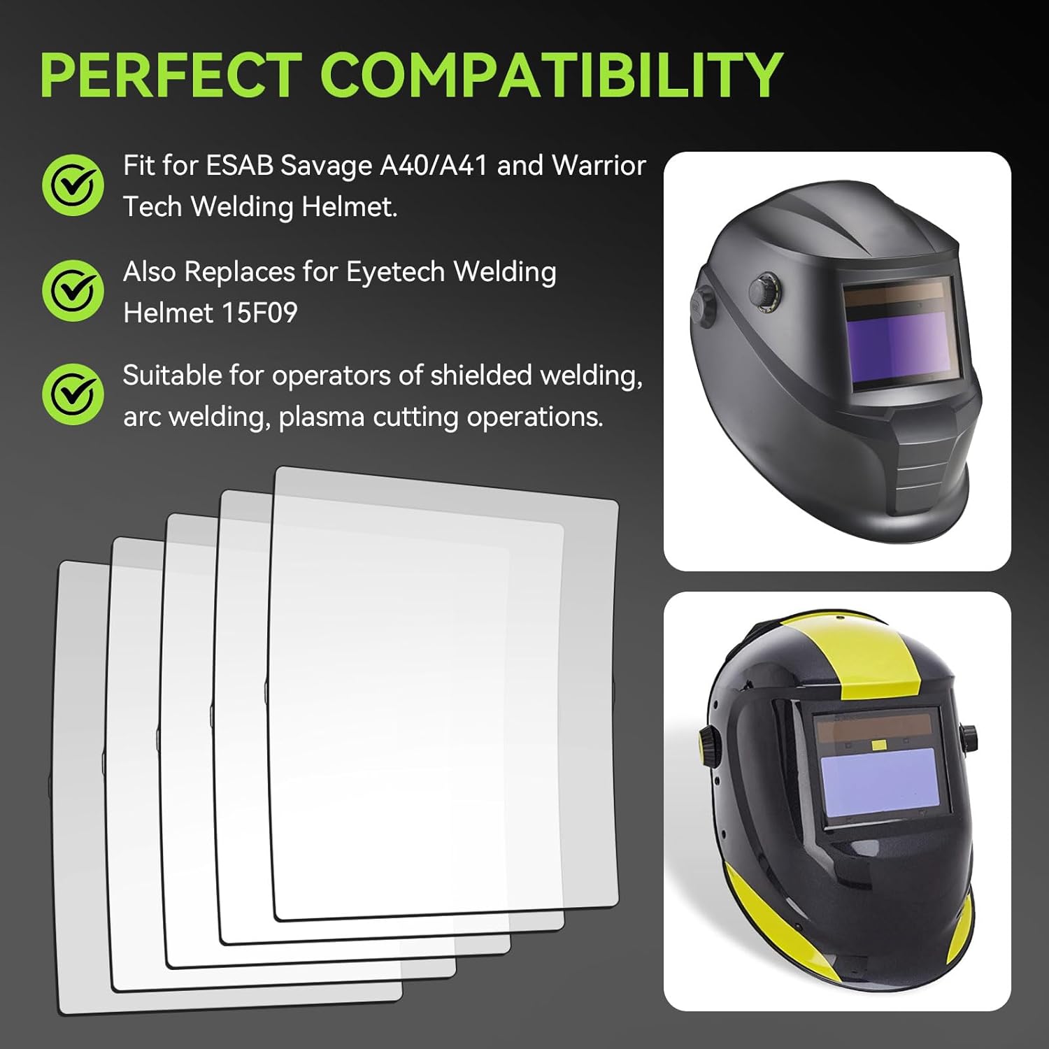 Warriortech Adjustable Safety Glasses for Esab Savage A40 Welding Helmet, Welding Helmet Safety Glasses Inside Lens Cover Protects Helmet From Sparks, Splashes And Debris (10 Pieces)