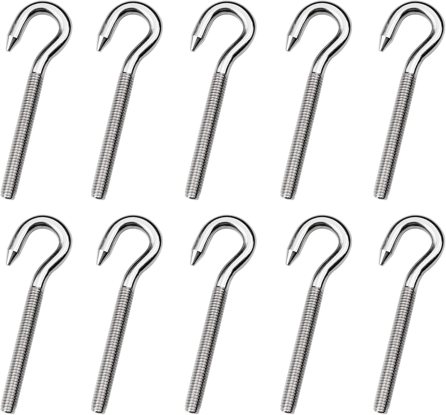 Aallo 10Pcs M6 Hook Bolt 304 Stainless Steel Ring Screw Heavy Duty