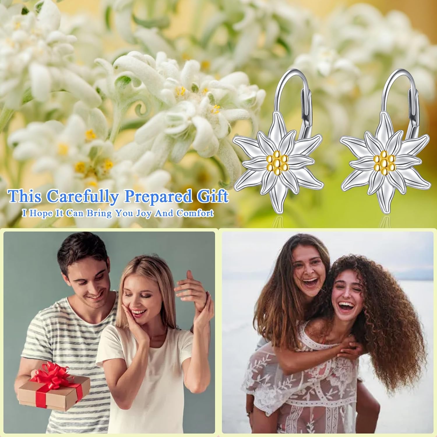 925 Sterling Silver Leverback Earrings Drop Dangle for Women Flower Jewelry Birthday Gift - Image 8