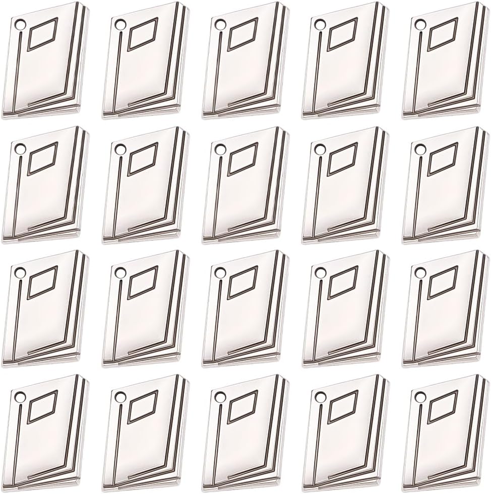 SUNNYCLUE 1 Box 100Pcs Book Shaped Charms Metal Book Charms Tibetan Vintage Antique Silver Library Theme Teacher Bookish Pendants for Jewelry Making Bracelets Necklaces Earrings Keychains DIY Supplies