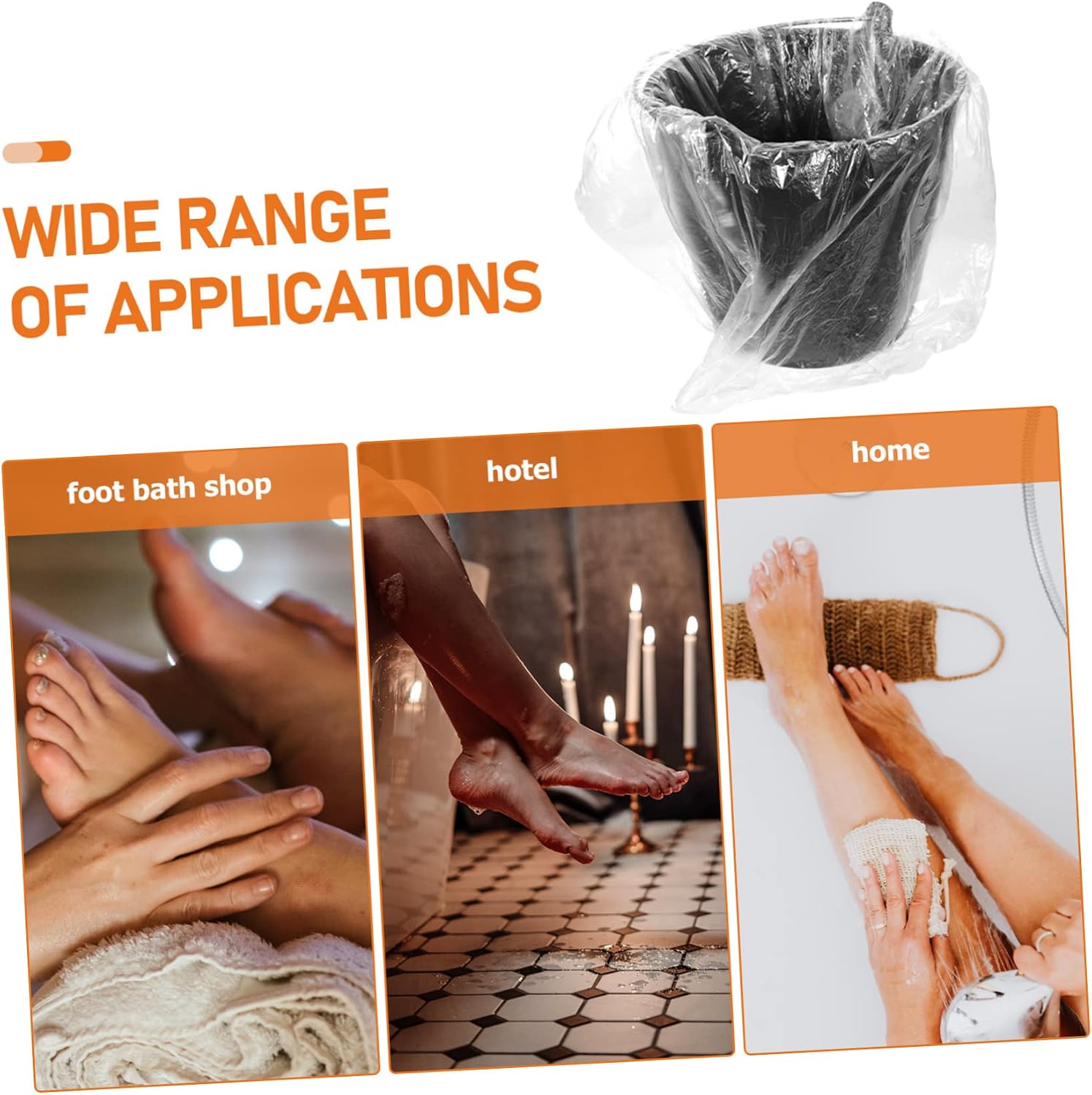 80pcs Disposable Foot Bath Liners Portable Pedicure Basin Bags for Spa and Salon Use Plastic Tub Liners for Foot Soaking and Relaxation