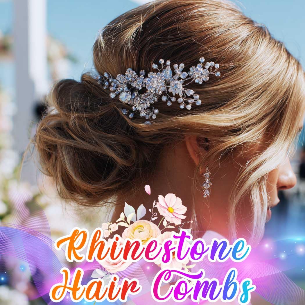 Catery Rhinestones Bridal Hair Comb - Silver Side Wedding Hair Accessory with Beads for Brides, Women, and Girls (A silver) - Image 7