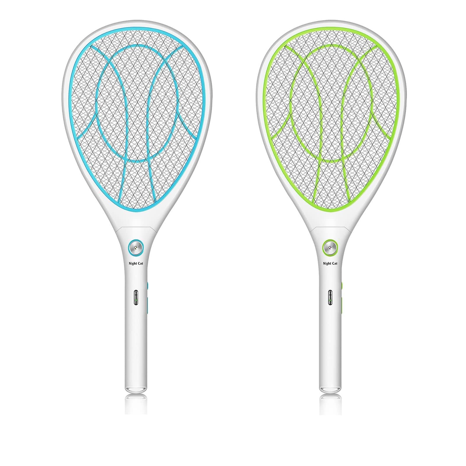 Night Cat Fly Zapper Electric Fly Killer Swatter 3000V Mosquito Bug Wasp Insect Fruit Zapper Swat Bat Racket Trap Indoor USB Rechargeable