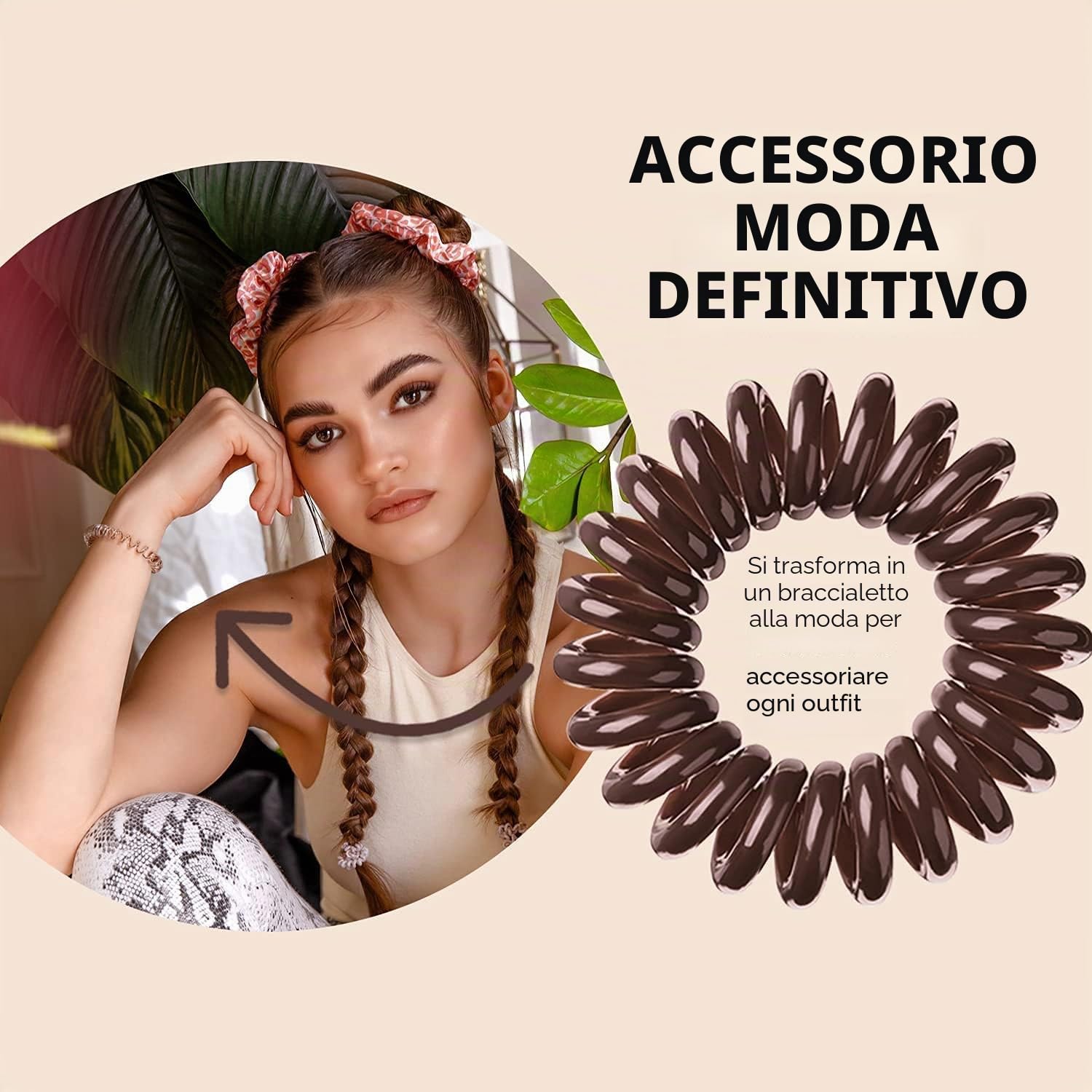 Invisibobble elastico per capelli marrone Original Pretzel Brown x3 - elastici per capelli donna e uomo - elastici per capelli senza pieghe ma forte