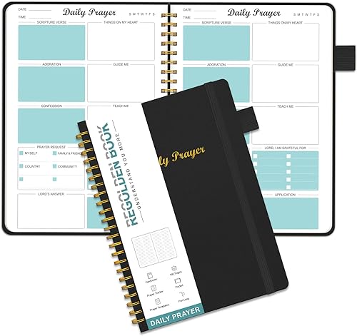 Regolden-Book Diario de oración para mujer, diario bíblico diario de tapa dura, diario devocional, versículo inspirador en espiral para regalos