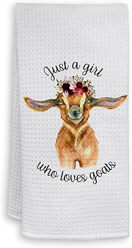 HIWX Just A Girl Who Loves Goats Goat Lover - Toallas de cocina decorativas y paños de cocina, divertidos paños de mano de flores de cabra rústica
