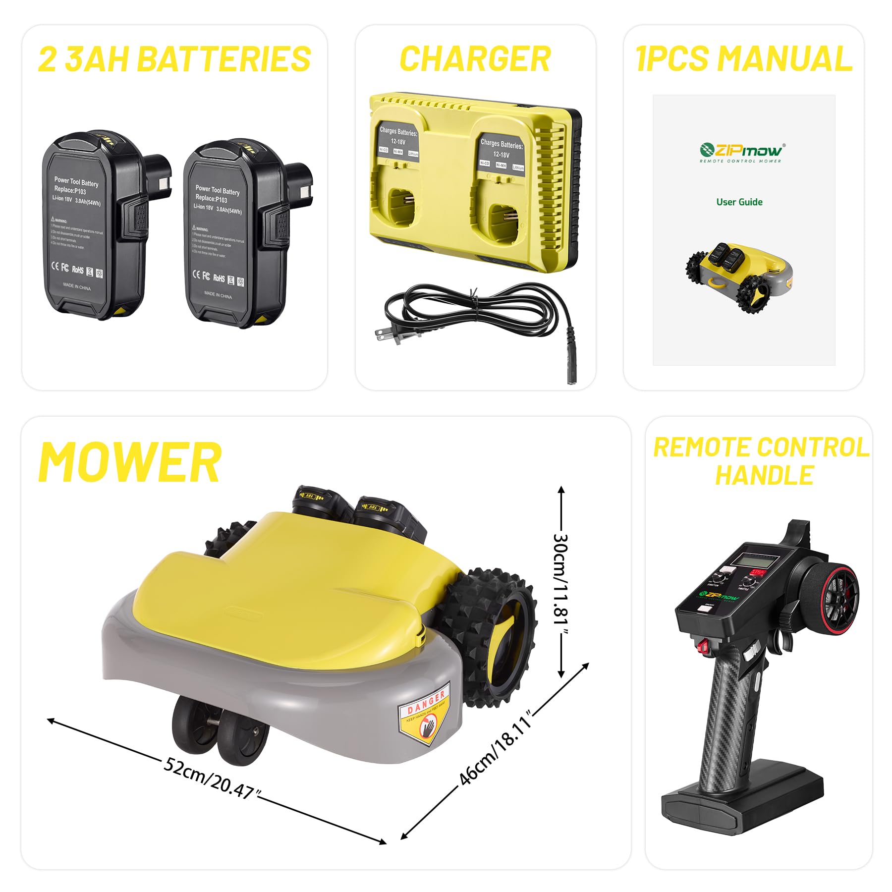 Amazon.co.jp: ZIPmow リモートコントロール芝刈り機 - バッテリー駆動