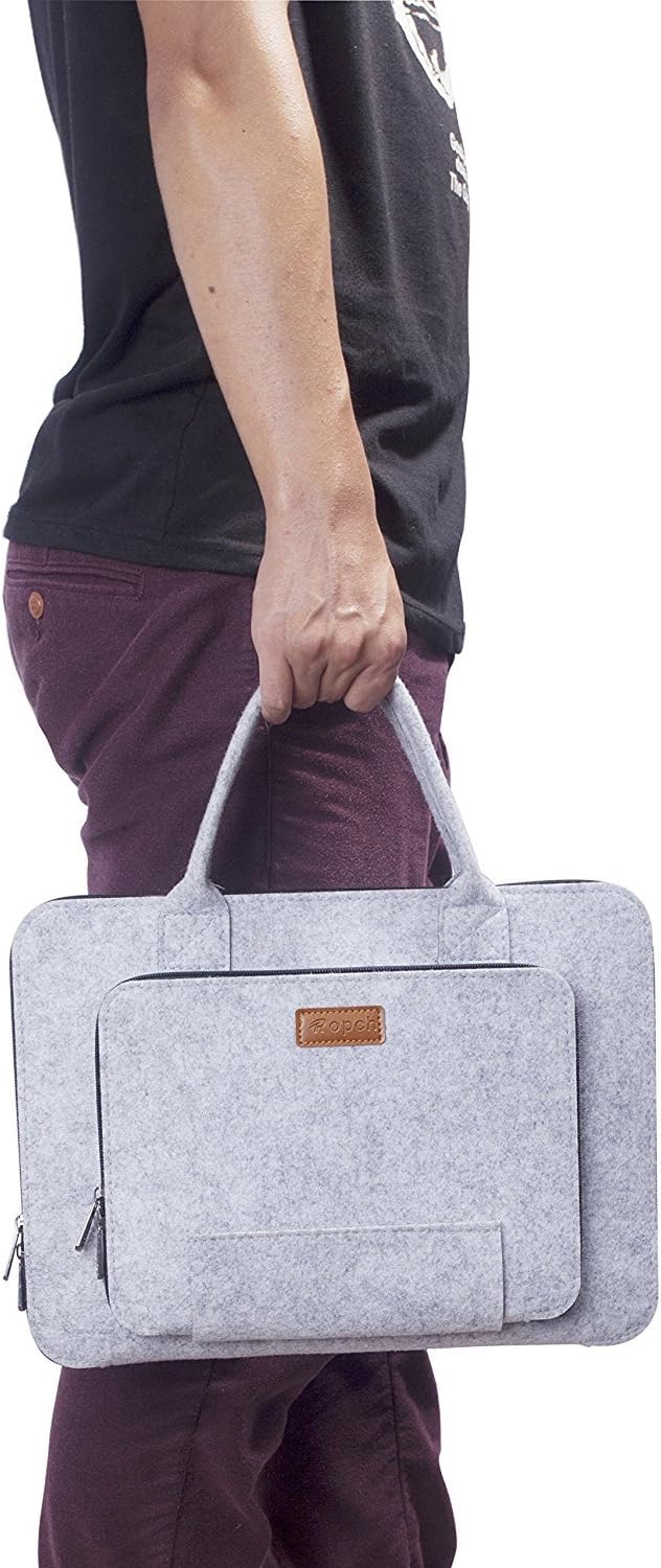 Ropch 15.6-Inch Laptop Sleeve with Handle Compatible with 15" Asus, Acer, Dell, Toshiba, Gray & Black